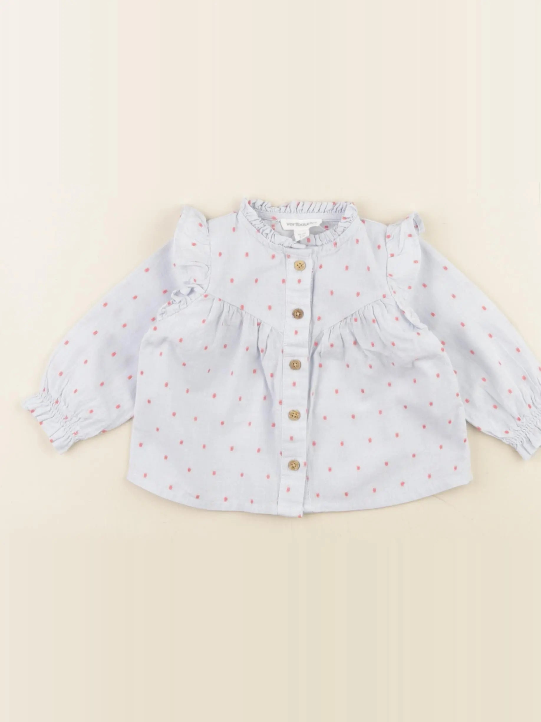 Vertbaudet - blouse bleu, rouge - 3 mois