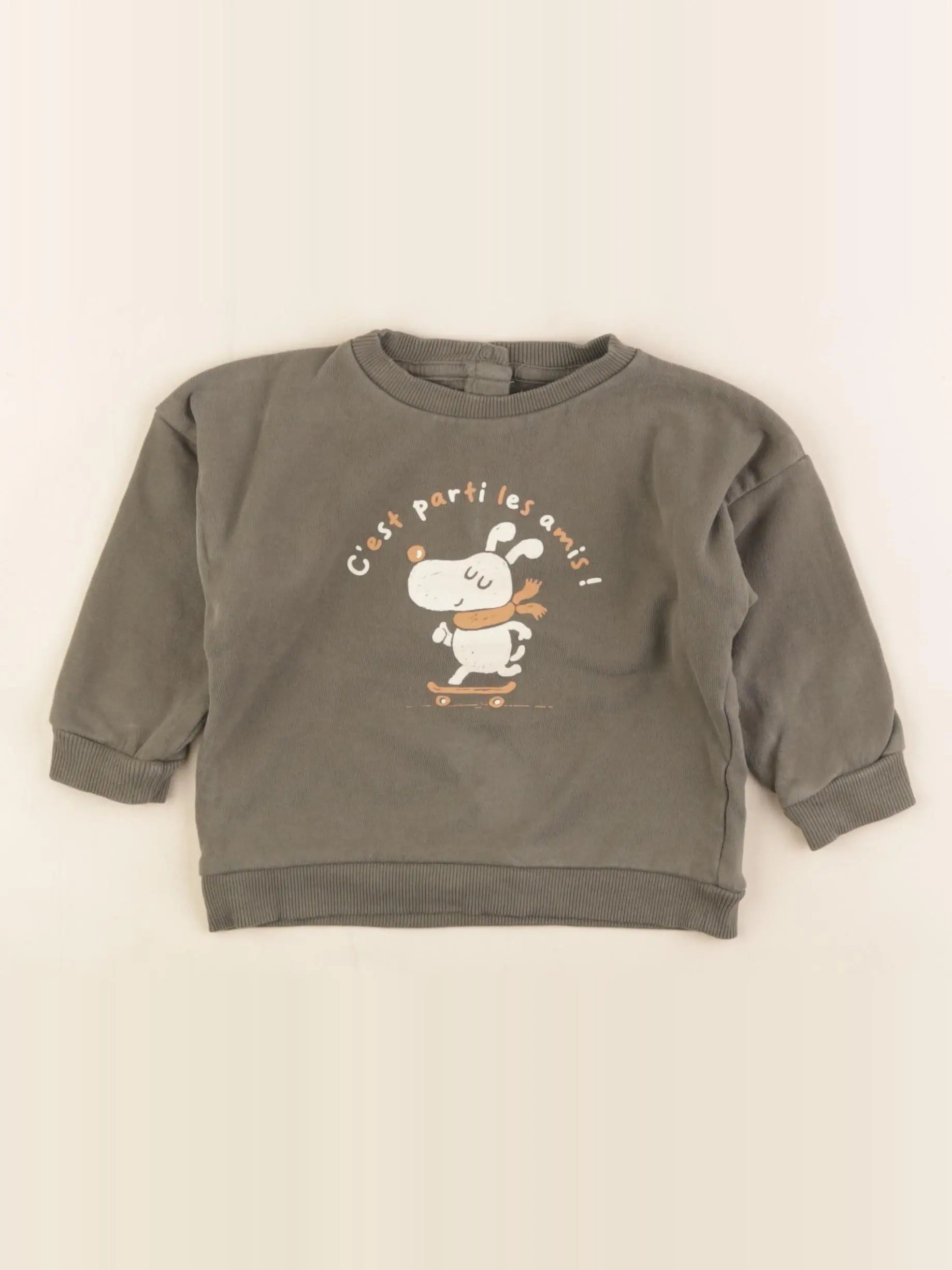 Vertbaudet - sweat vert - 12 mois