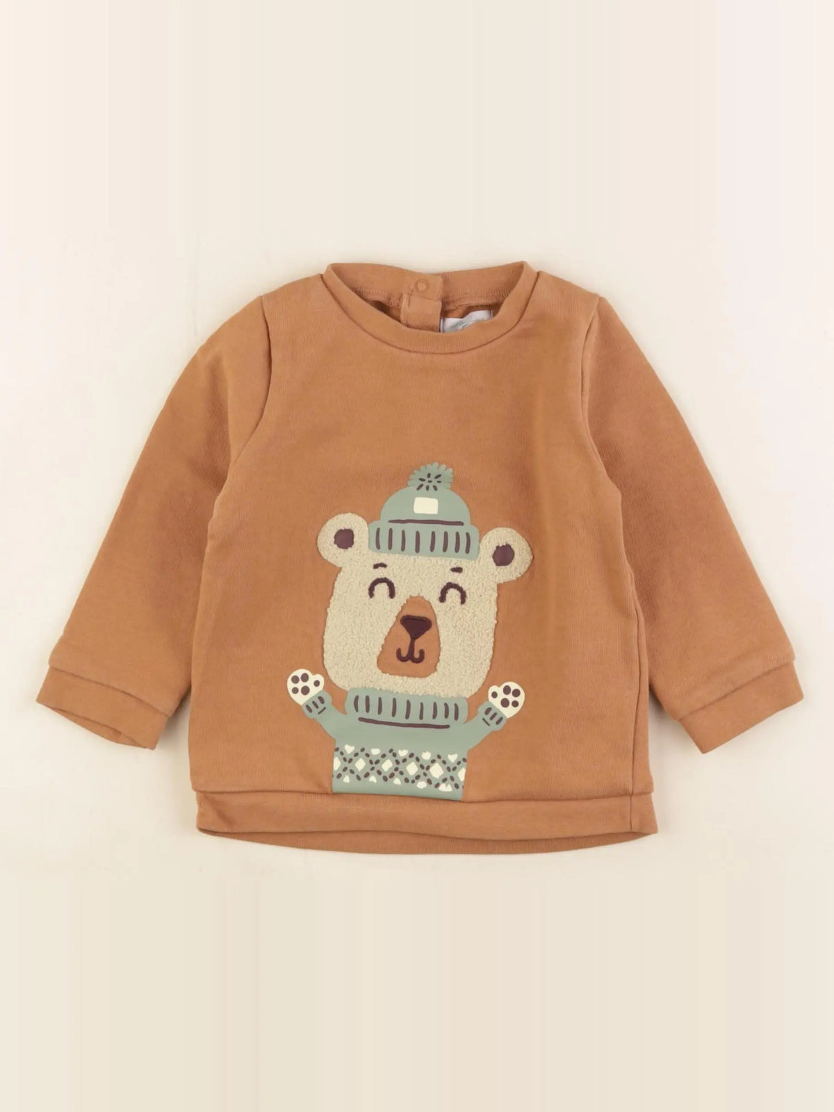 Vertbaudet - sweat marron - 12 mois