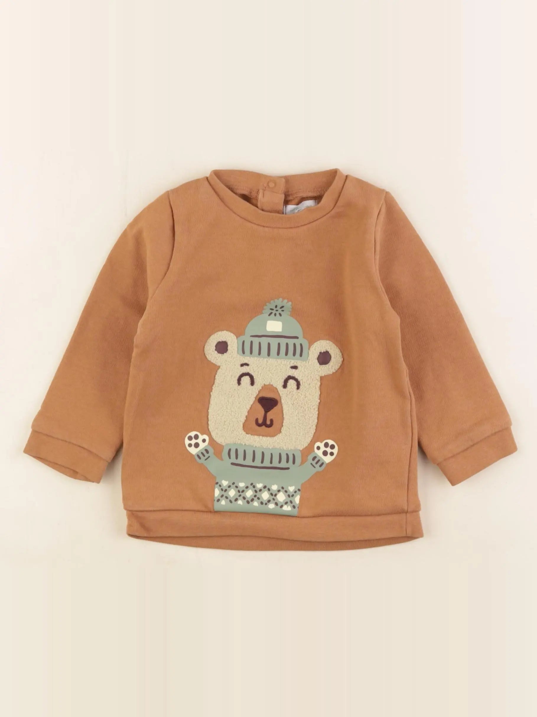 Vertbaudet - sweat marron - 12 mois