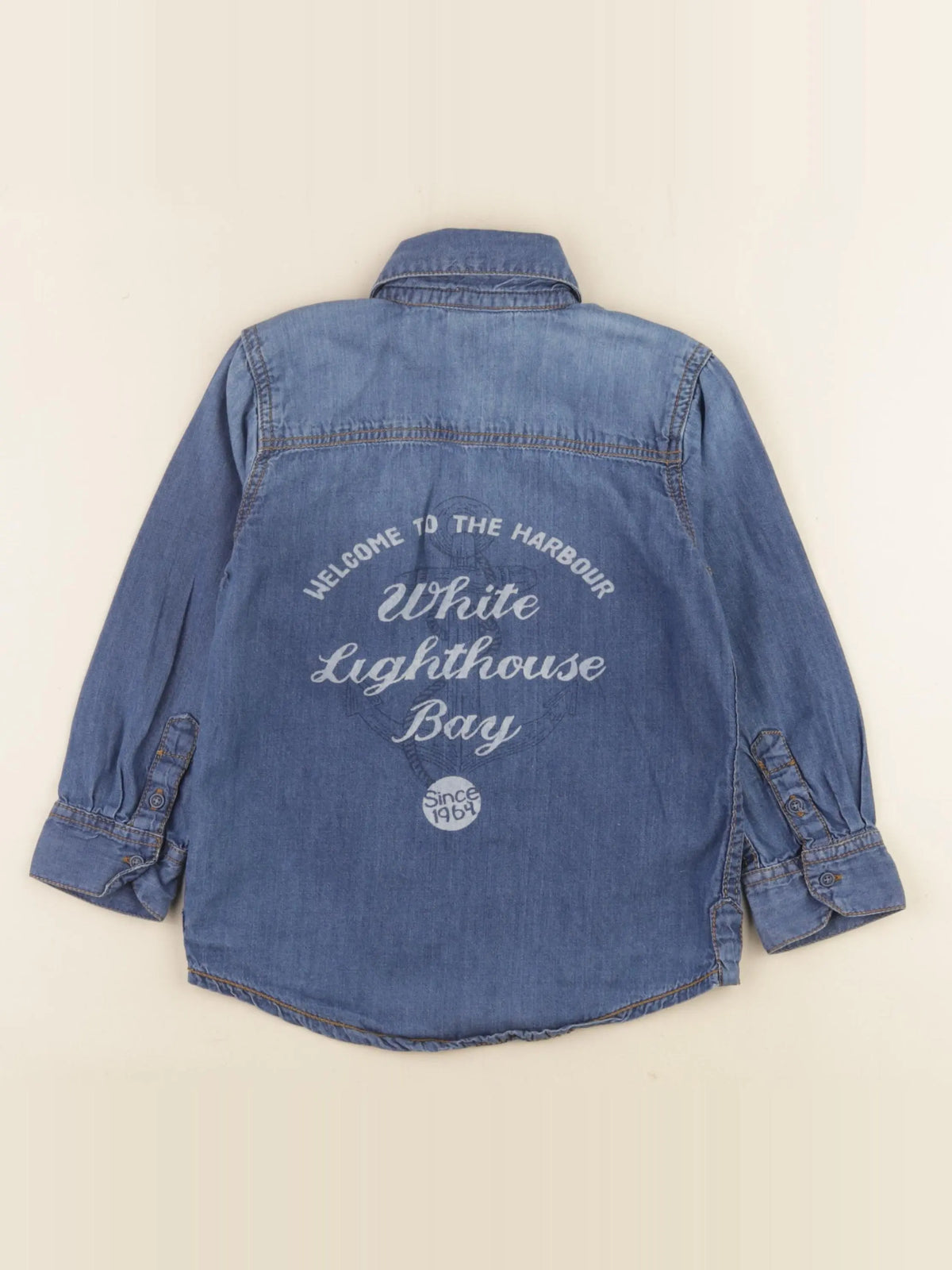 Vertbaudet - chemise imprimé au dos bleu - 4 ans