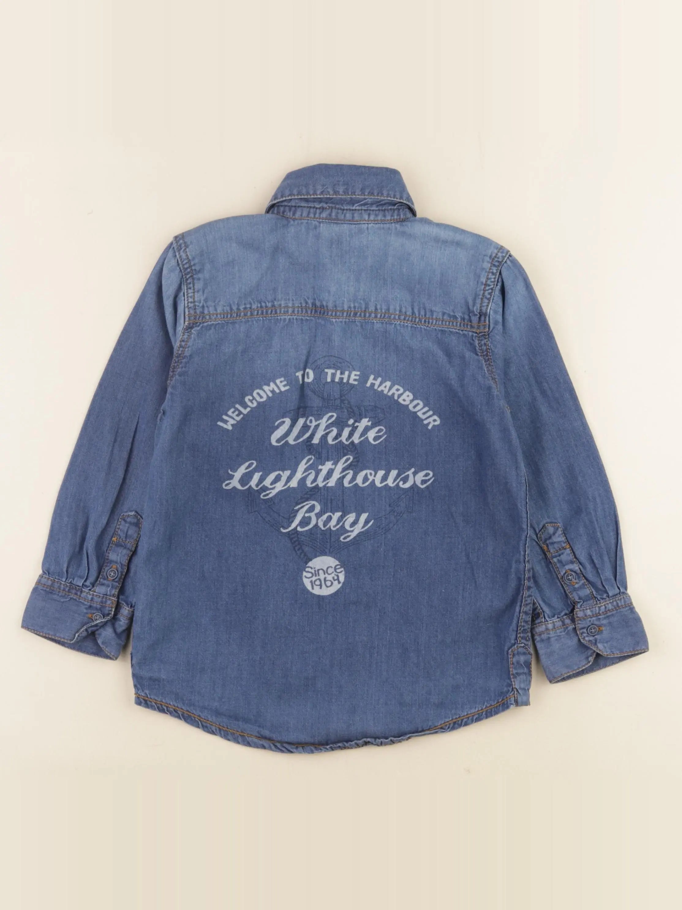 Vertbaudet - chemise imprimé au dos bleu - 4 ans