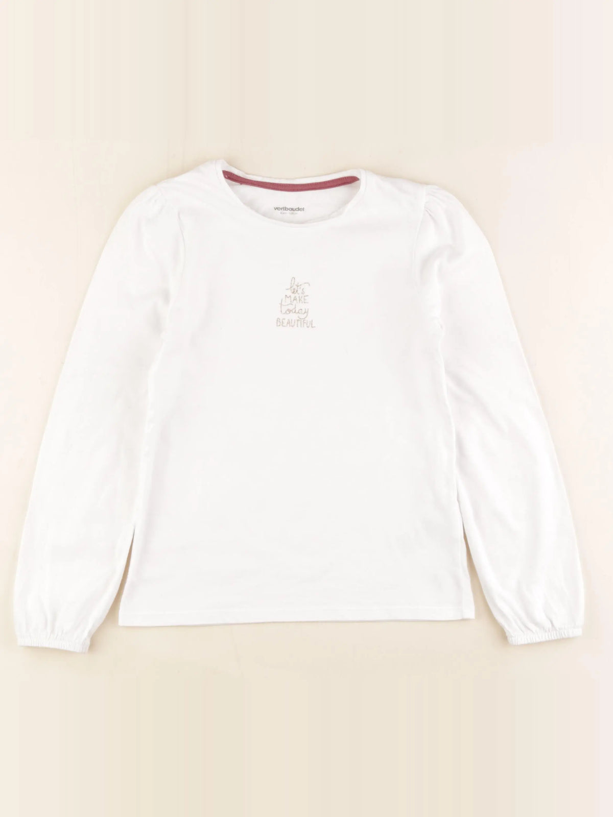 Vertbaudet - tee-shirt blanc, or - 8 ans