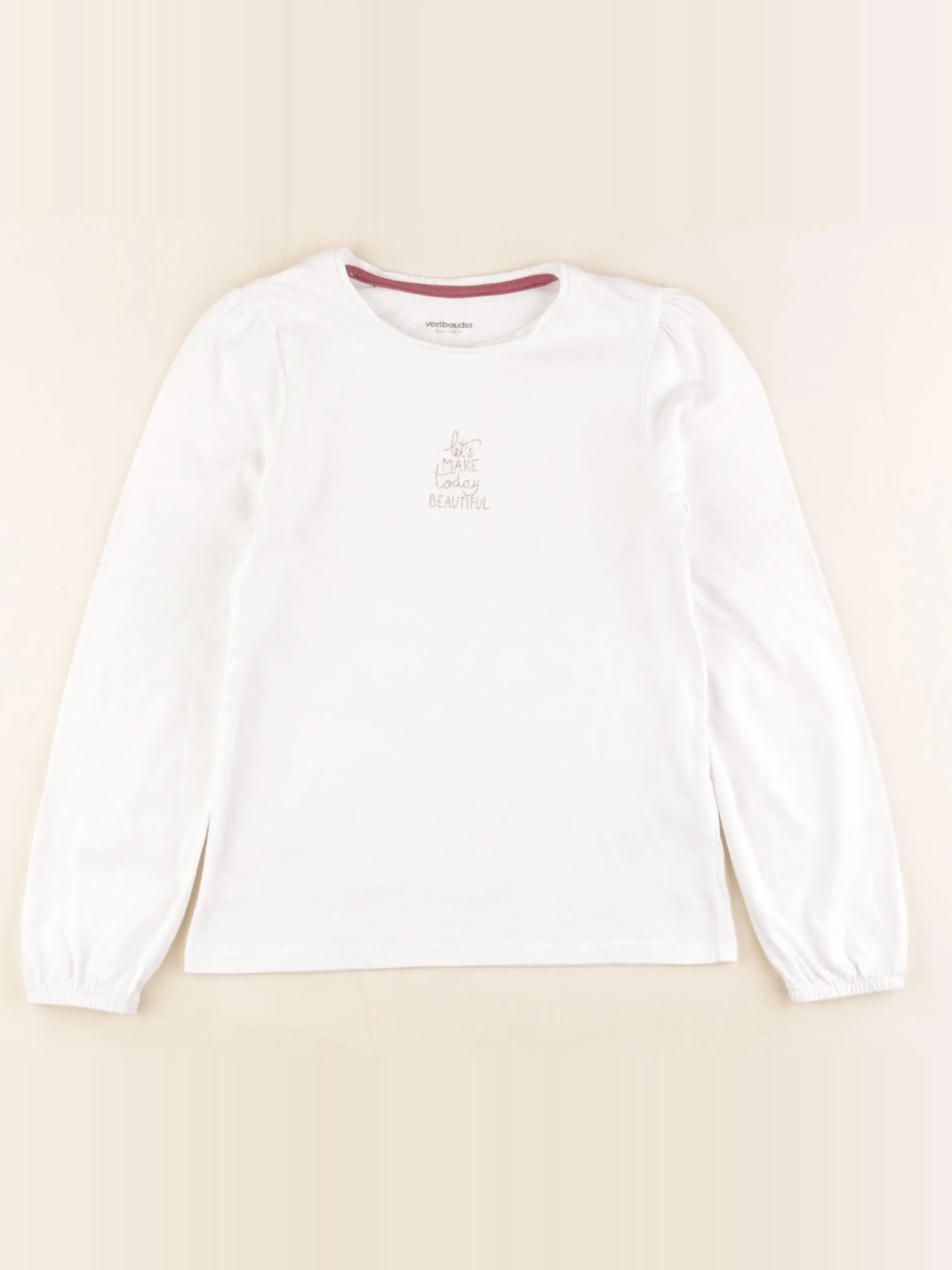 Vertbaudet - tee-shirt blanc, or - 8 ans