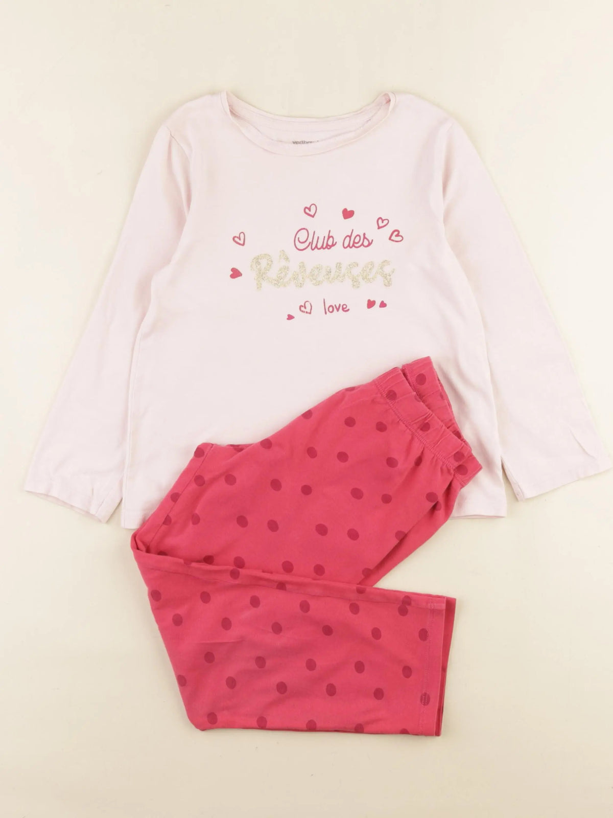 Vertbaudet - pyjama coton rose - 6 ans