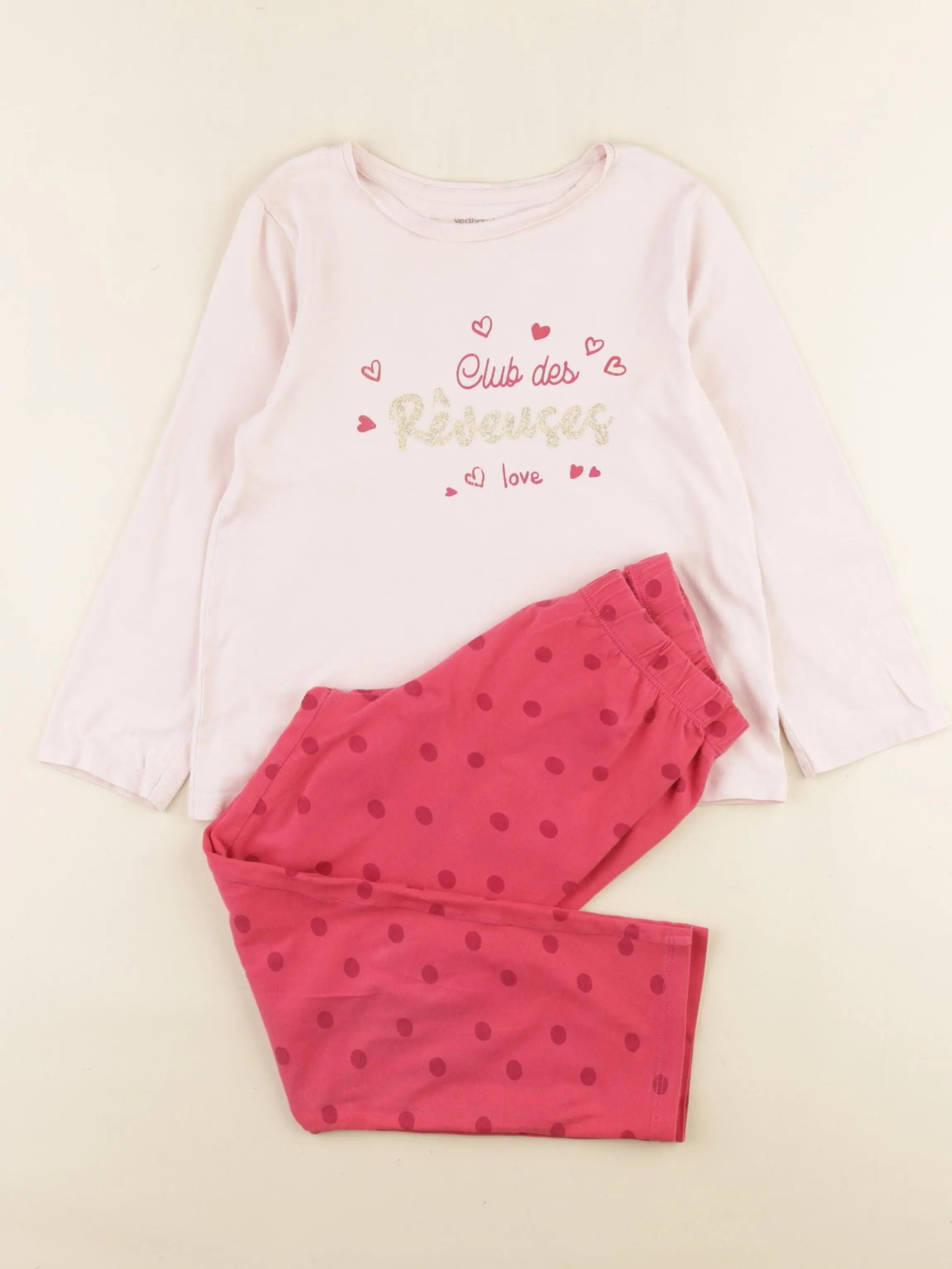 Vertbaudet - pyjama coton rose - 6 ans