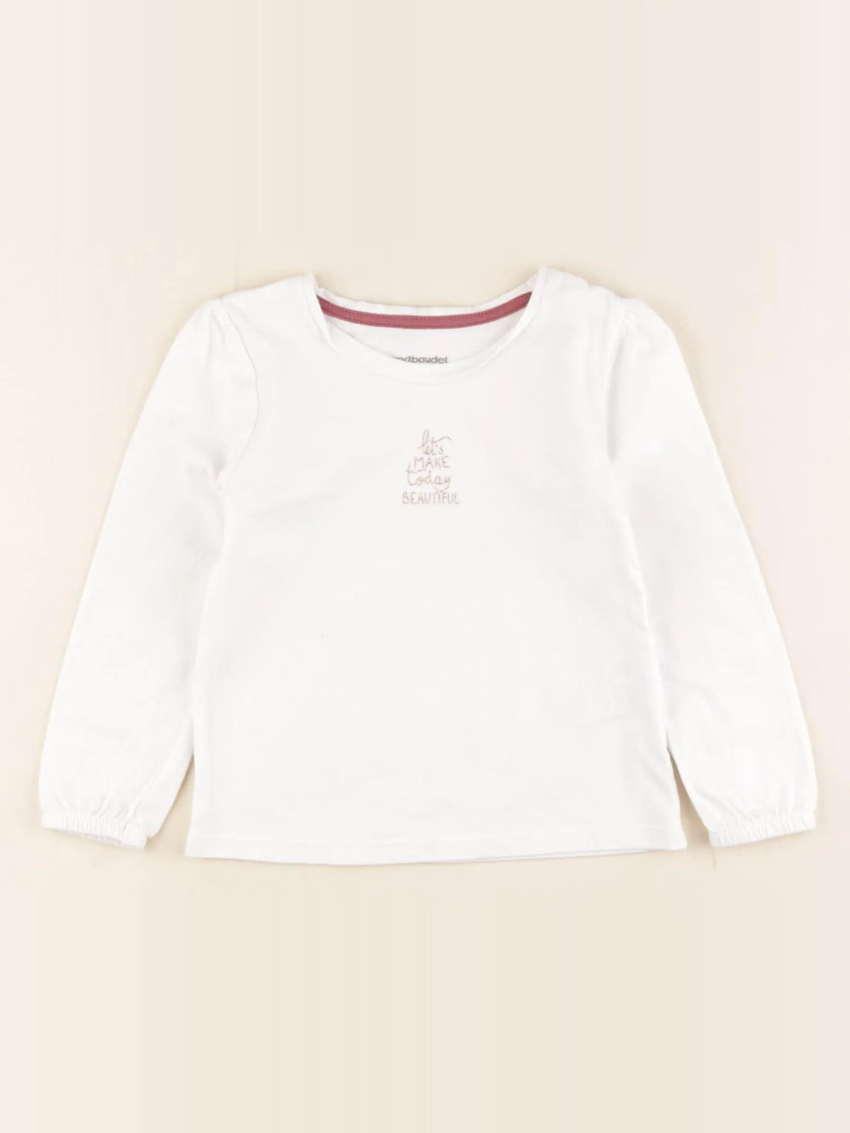 Vertbaudet - tee-shirt blanc, or - 2 ans