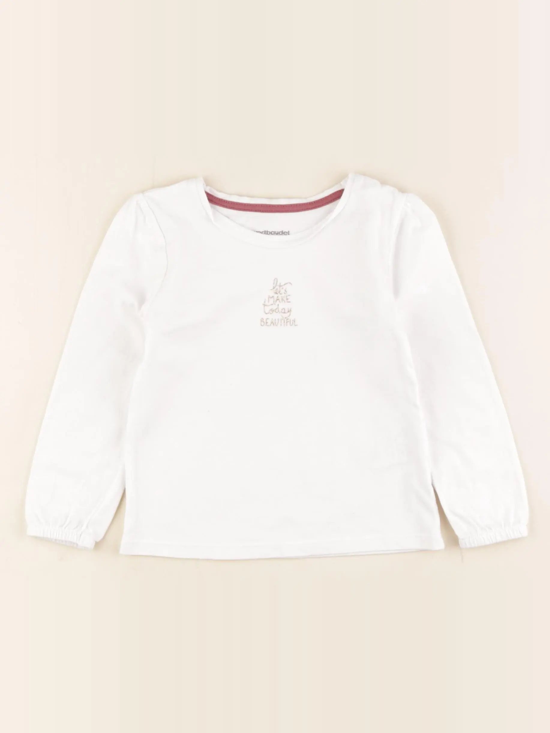 Vertbaudet - tee-shirt blanc, or - 2 ans