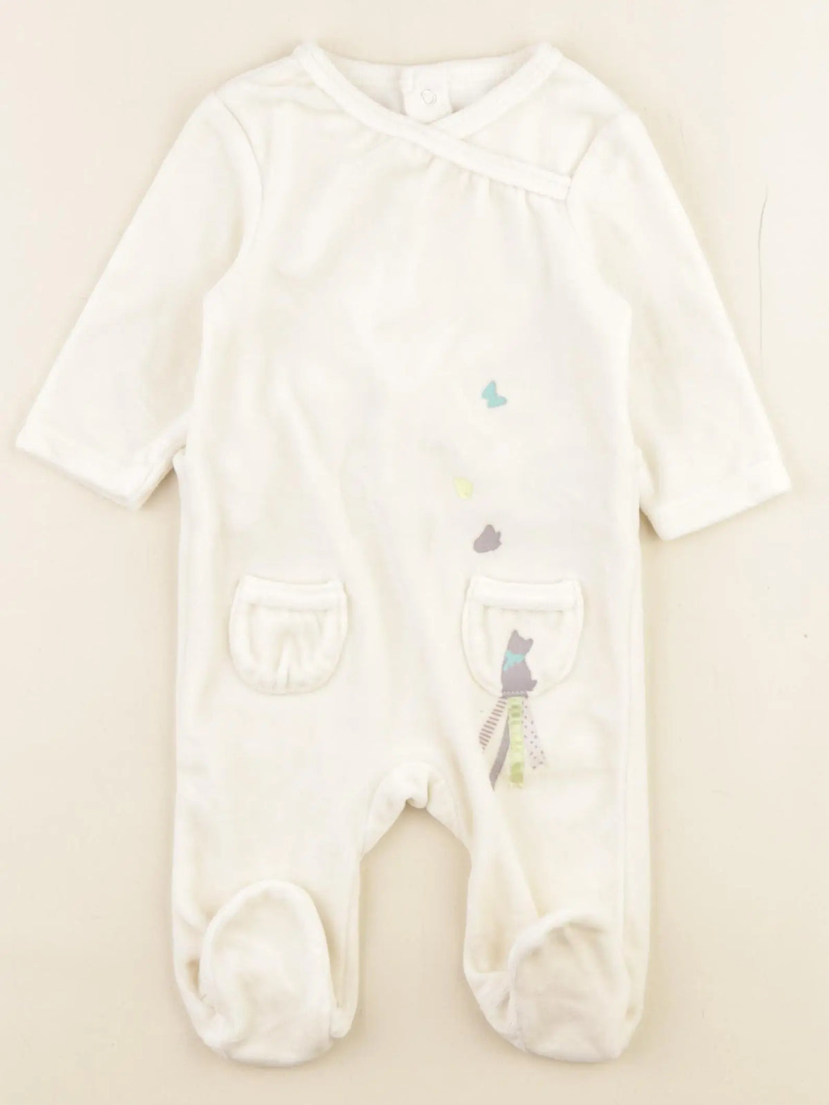 Vertbaudet - pyjama velours beige - 3 mois