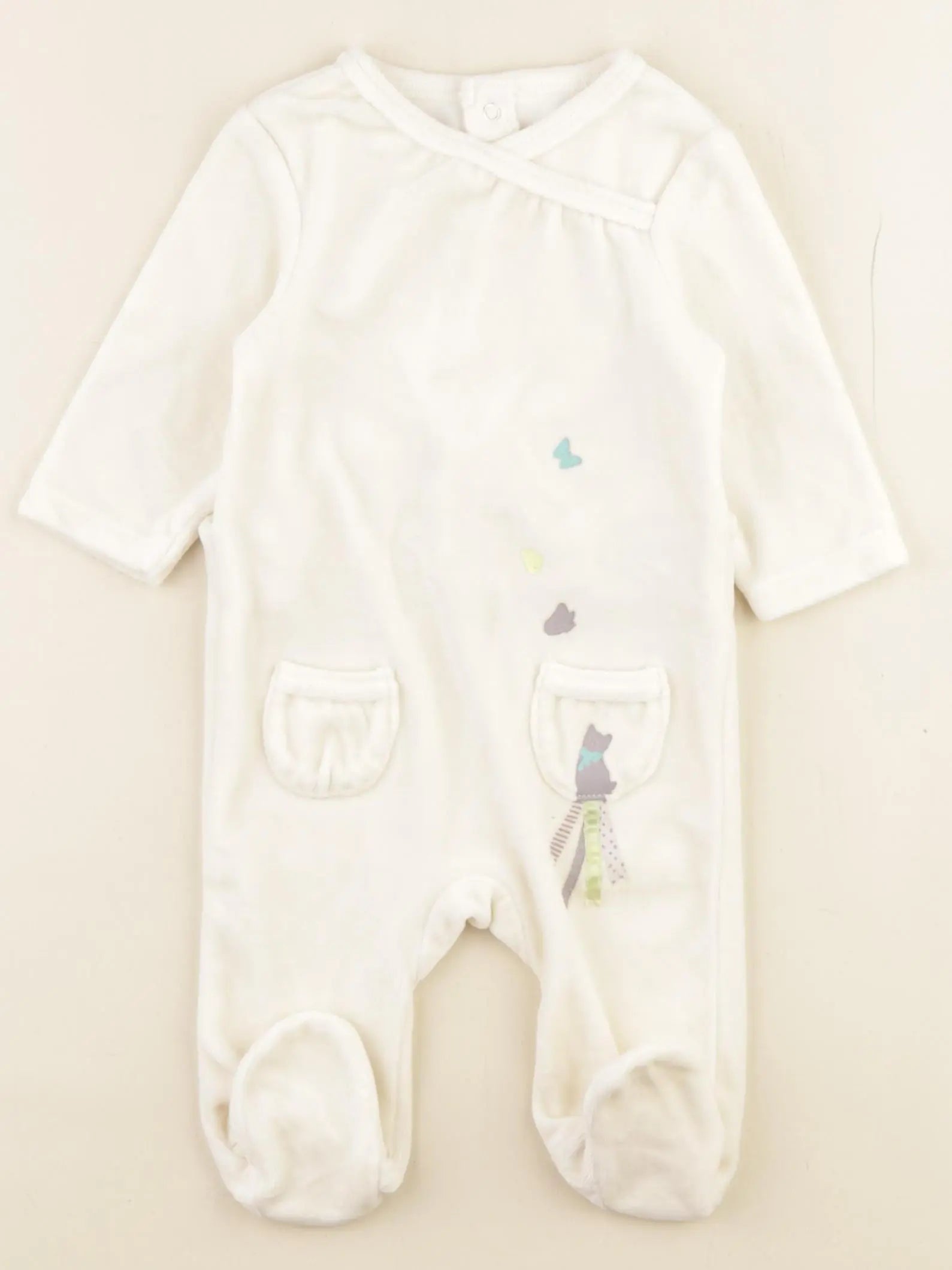 Vertbaudet - pyjama velours beige - 3 mois