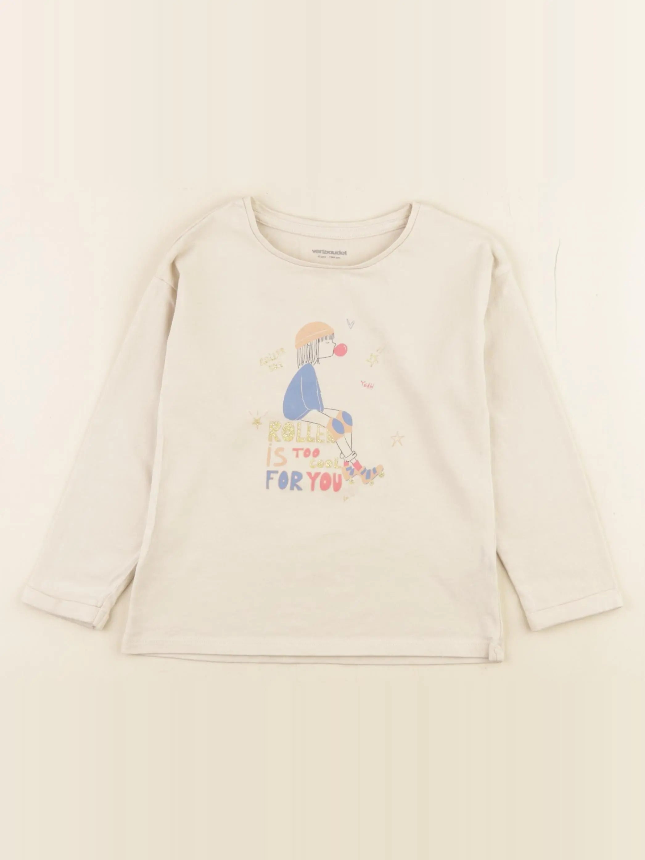 Vertbaudet - tee-shirt beige - 4 ans