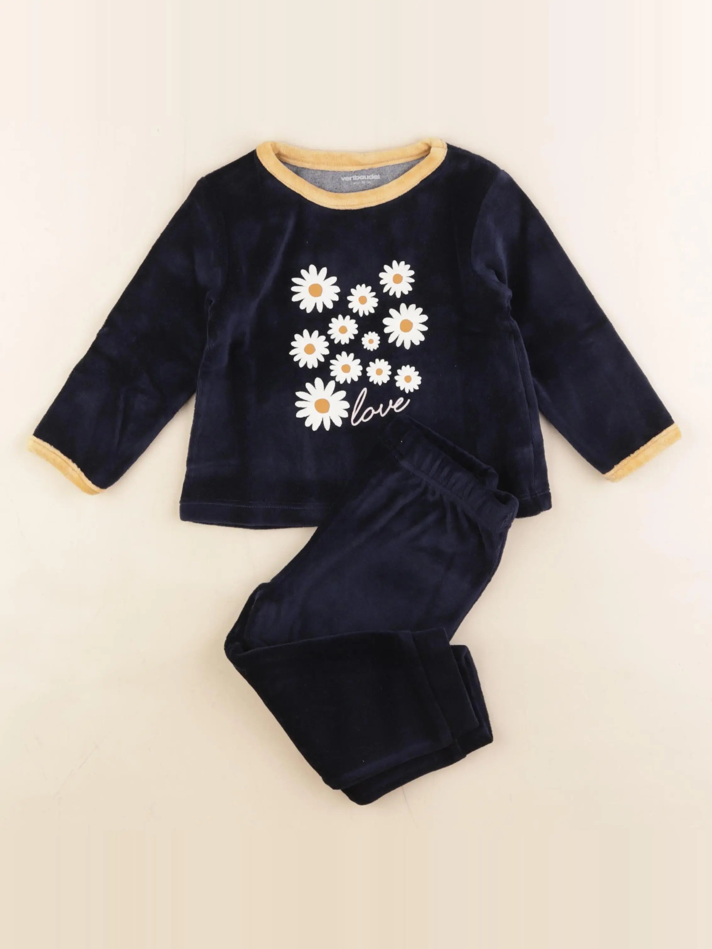 Vertbaudet - pyjama velours bleu - 2 ans