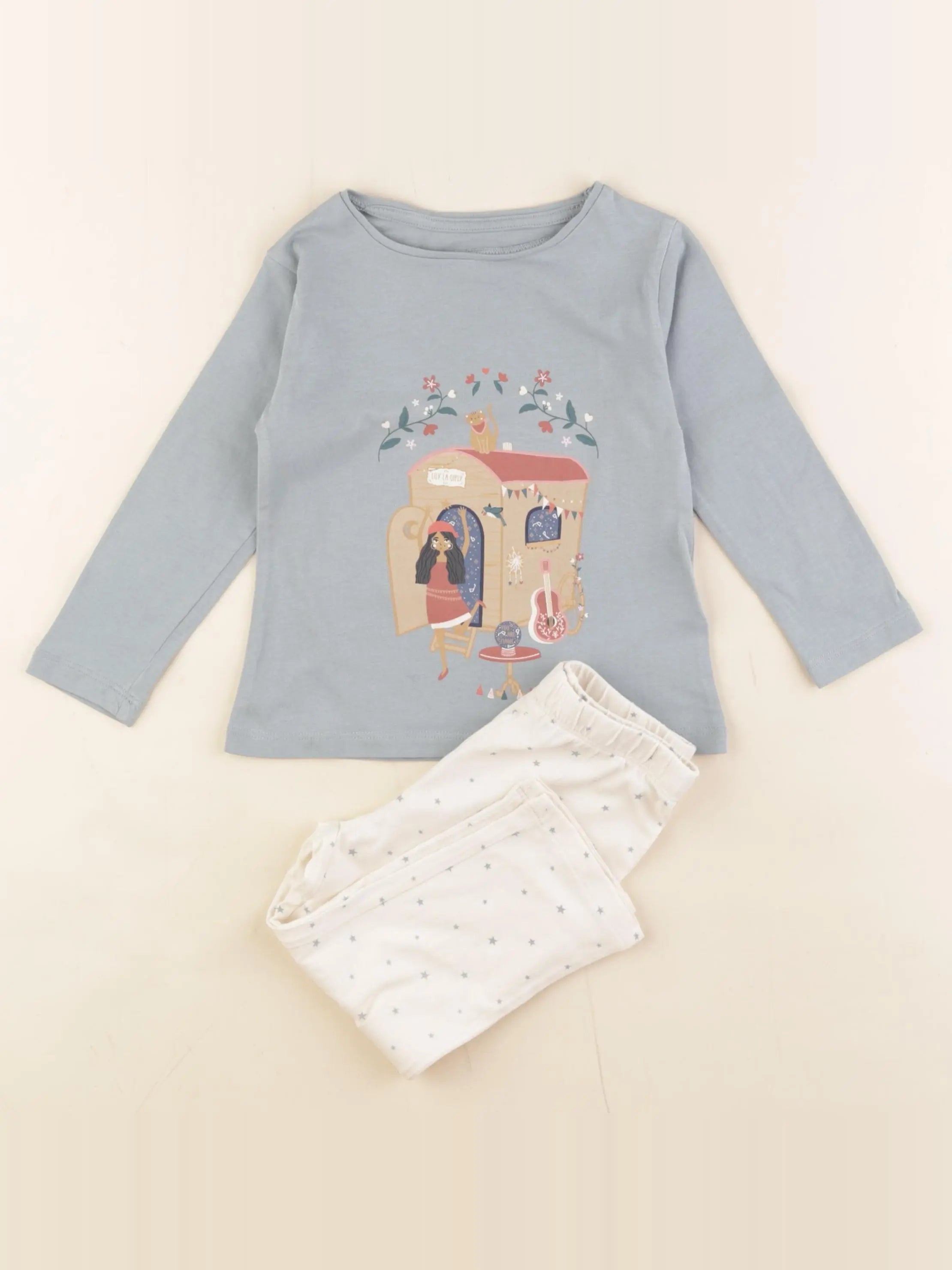 Vertbaudet - pyjama coton bleu - 2 ans