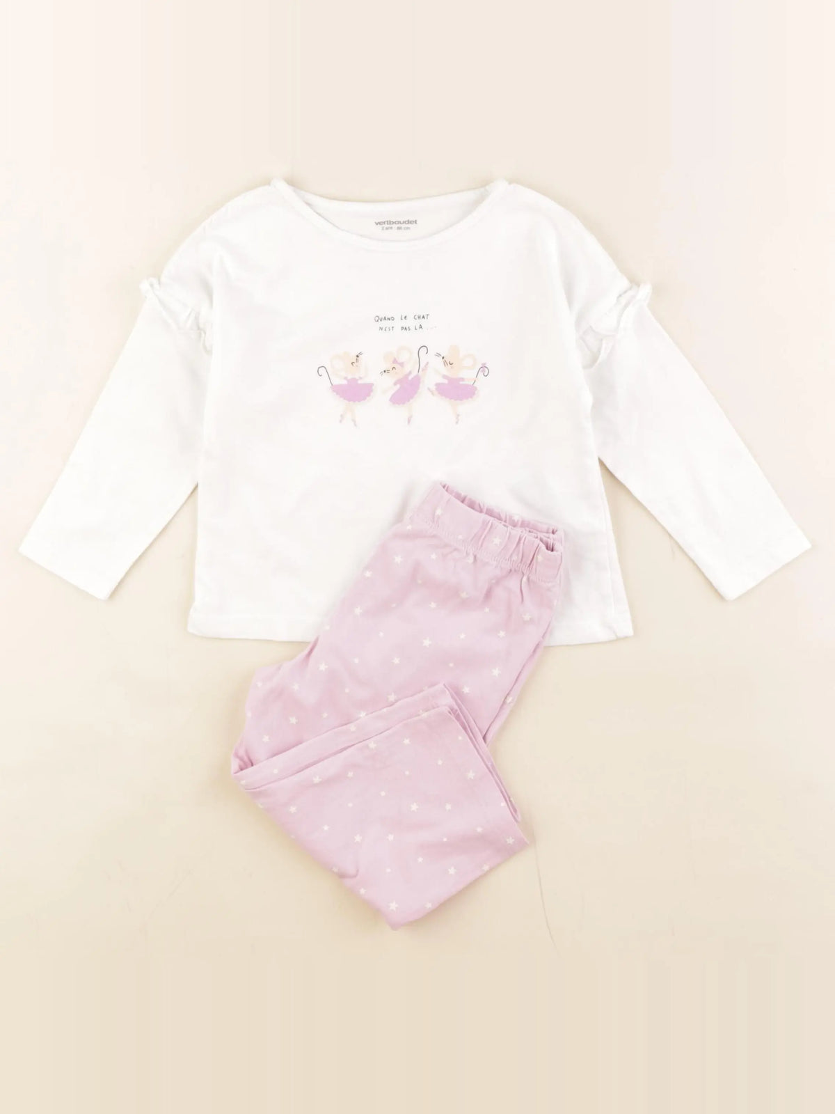 Vertbaudet - pyjama coton rose - 2 ans