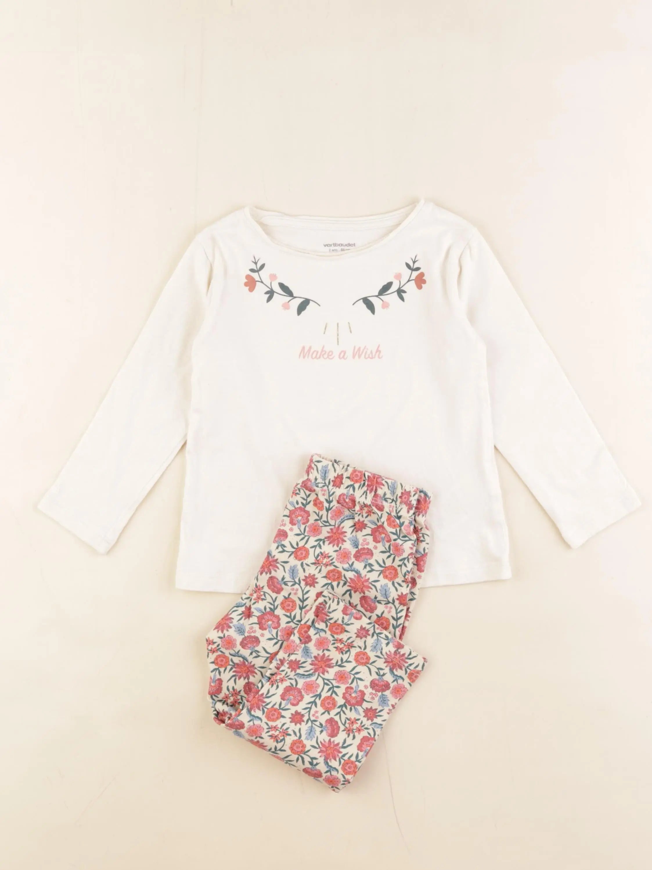 Vertbaudet - pyjama coton blanc - 2 ans