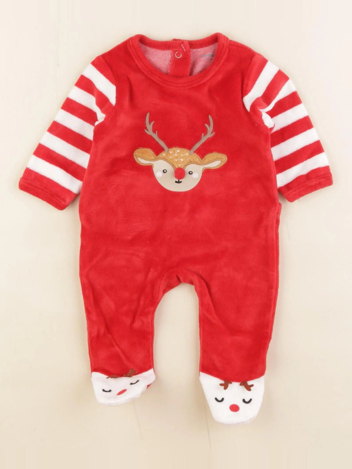 Vertbaudet - pyjama velours rouge, blanc - 1 mois