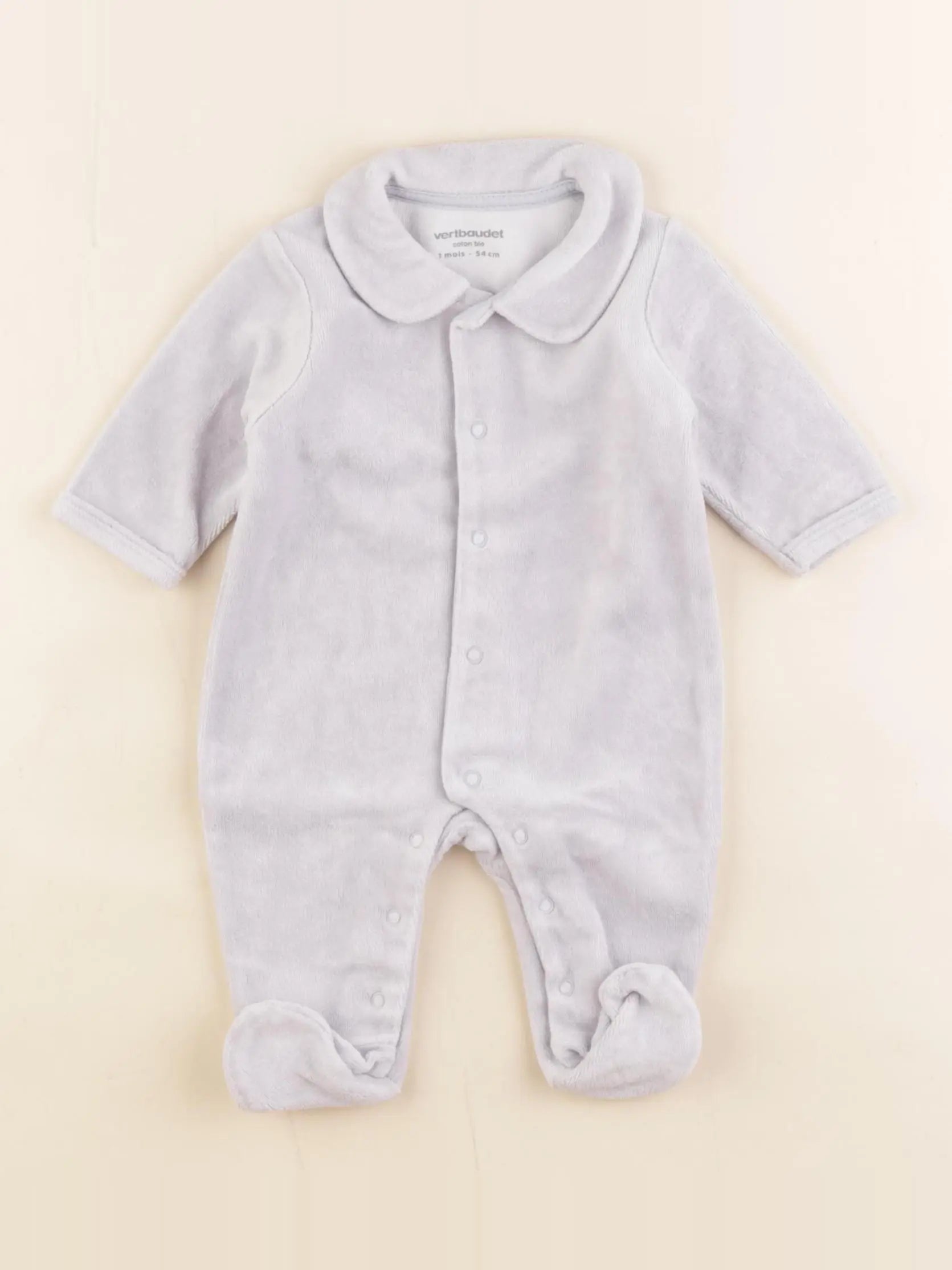Vertbaudet - pyjama velours violet - 1 mois