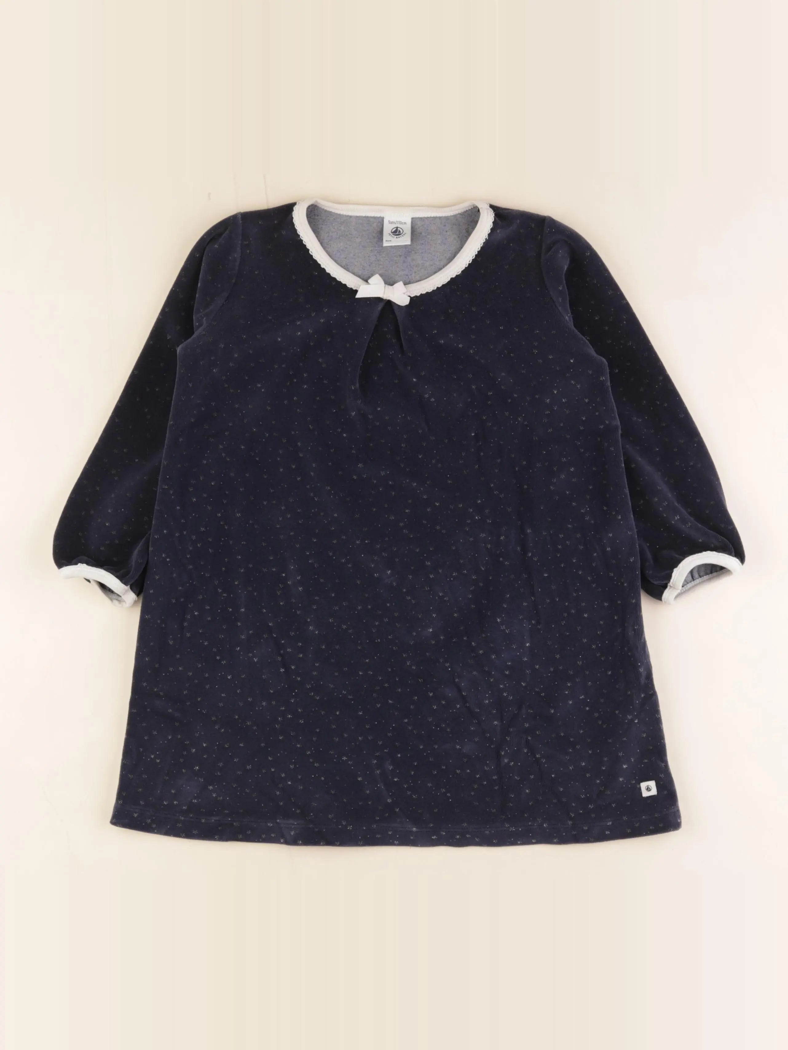 Petit Bateau - chemise de nuit velours bleu - 5 ans