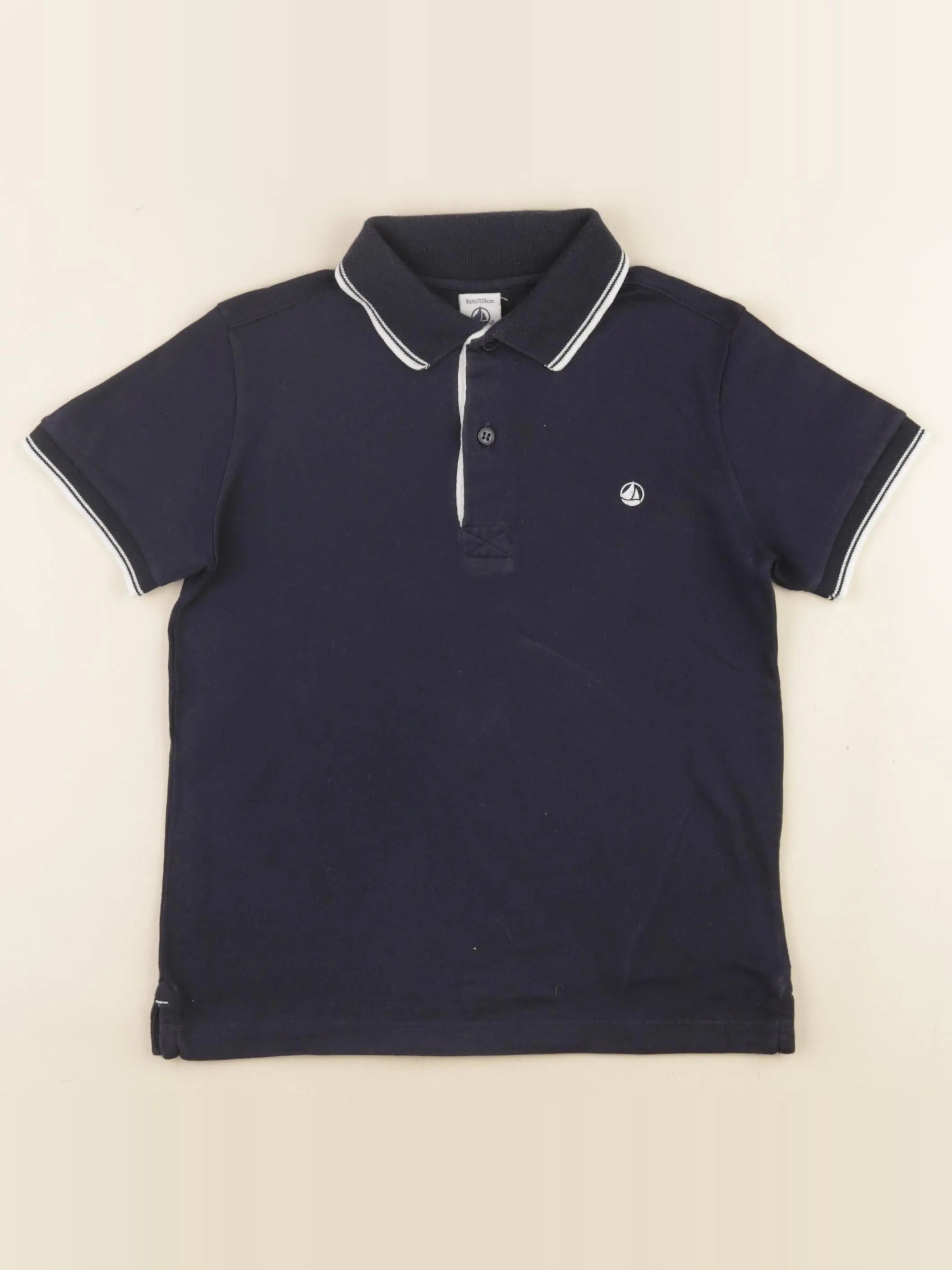 Petit Bateau - polo bleu - 8 ans