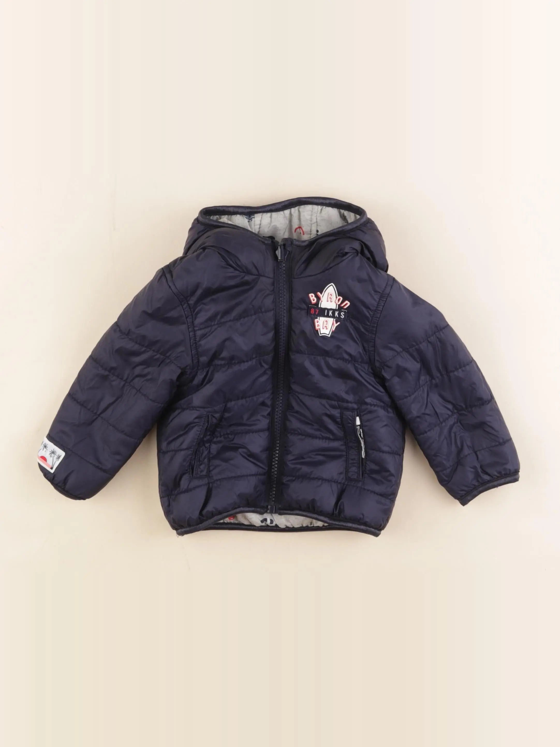 IKKS - doudoune réversible gris, bleu - 12 mois