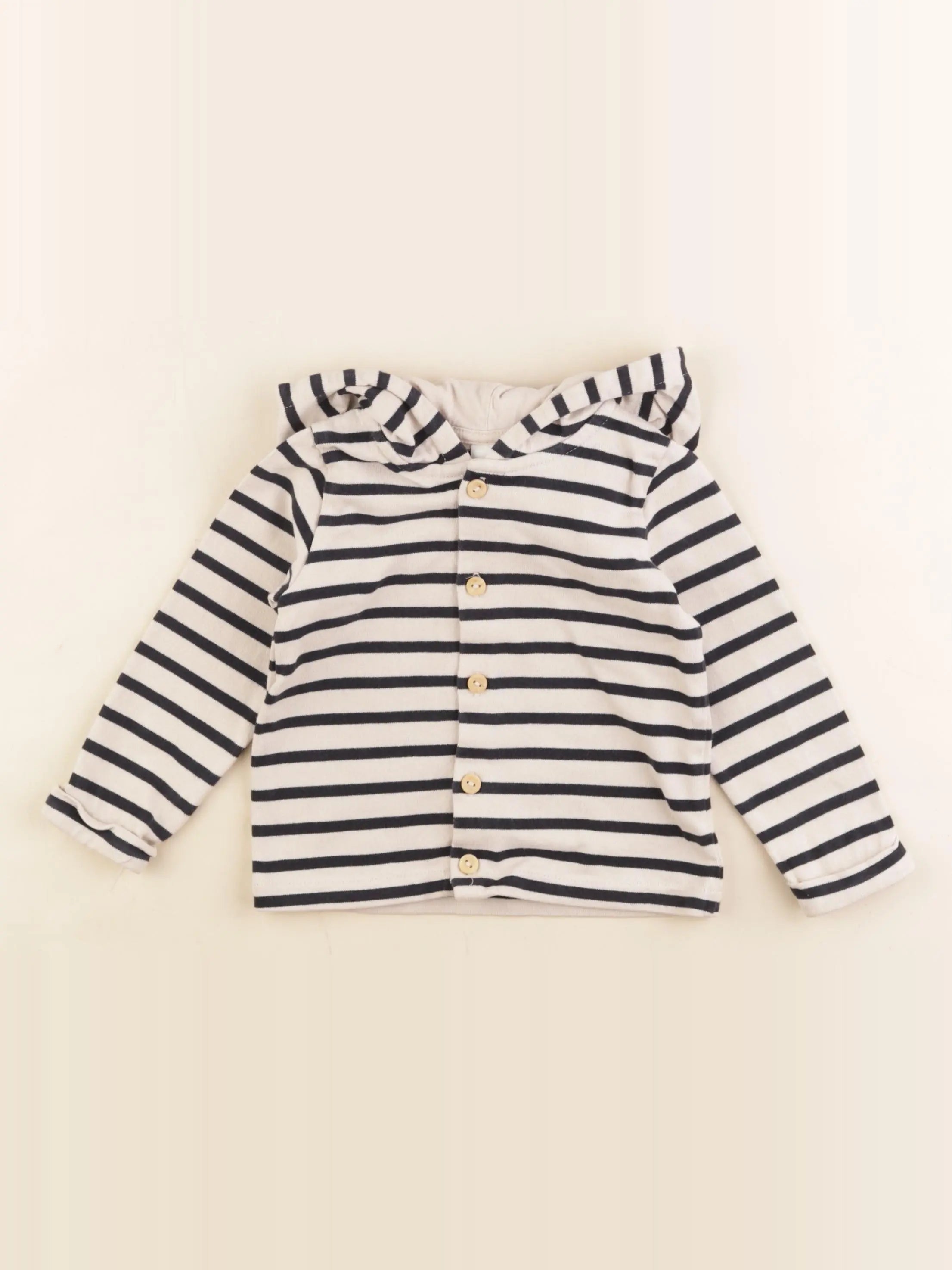 H&M - gilet beige, bleu - 12/18 mois