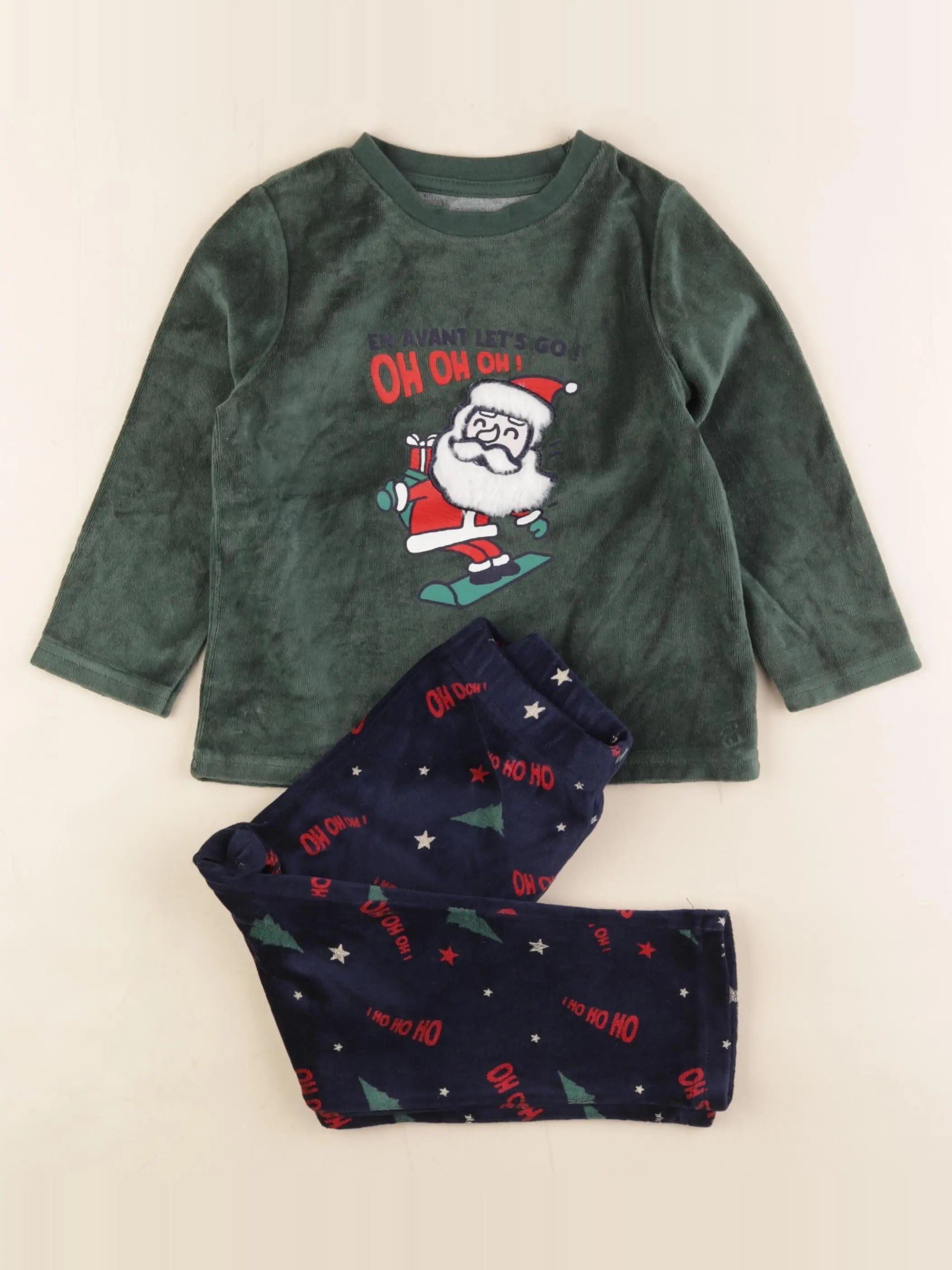 Vertbaudet - pyjama velours bleu, vert - 3 ans