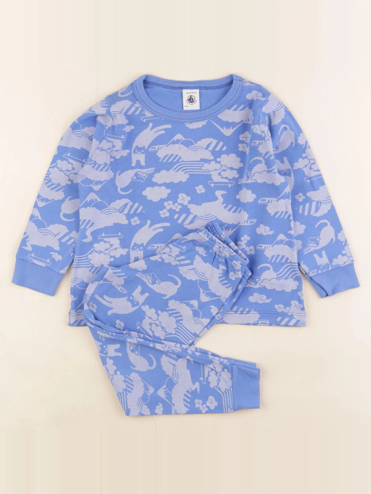 Petit Bateau - pyjama coton bleu - 3 ans
