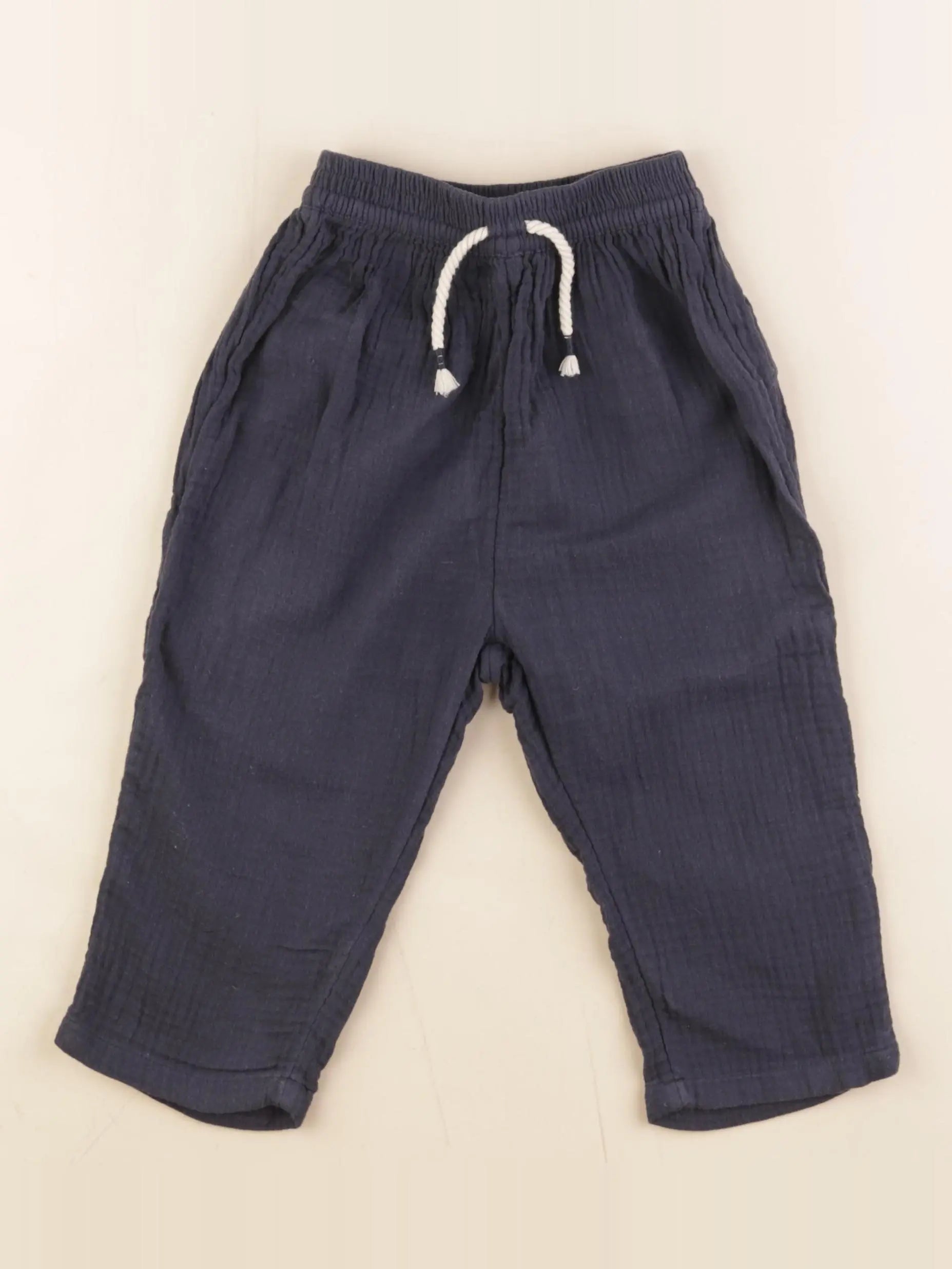 H&M - pantalon bleu - 12/18 mois