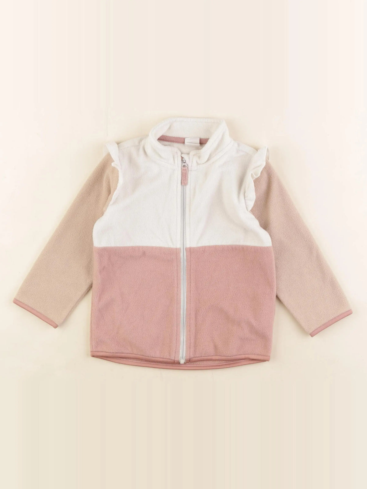 H&M - polaire beige, rose - 12/18 mois