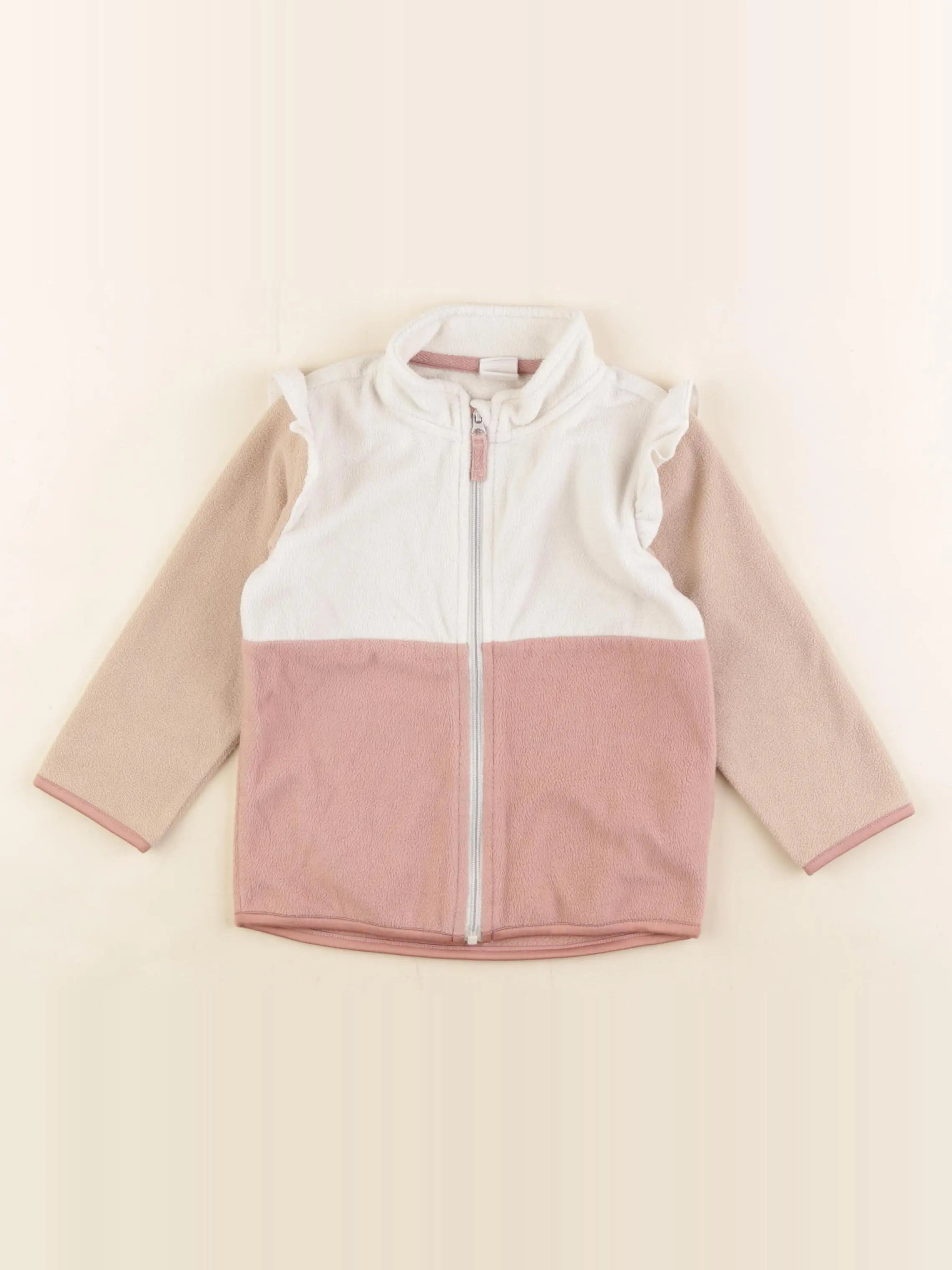 H&M - polaire beige, rose - 12/18 mois