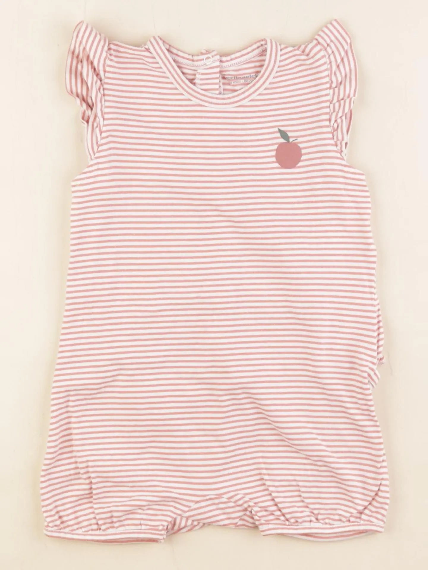 Vertbaudet - pyjama coton beige, rouge - 24 mois