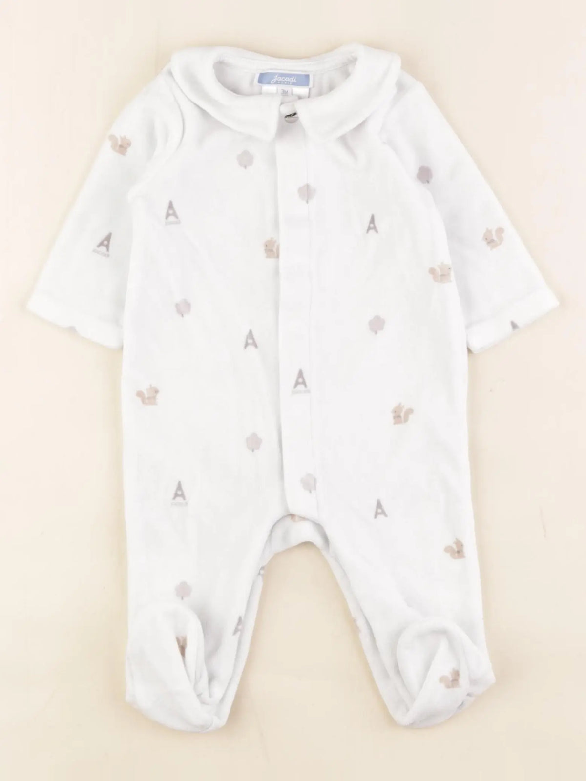Jacadi - pyjama velours blanc - 3 mois