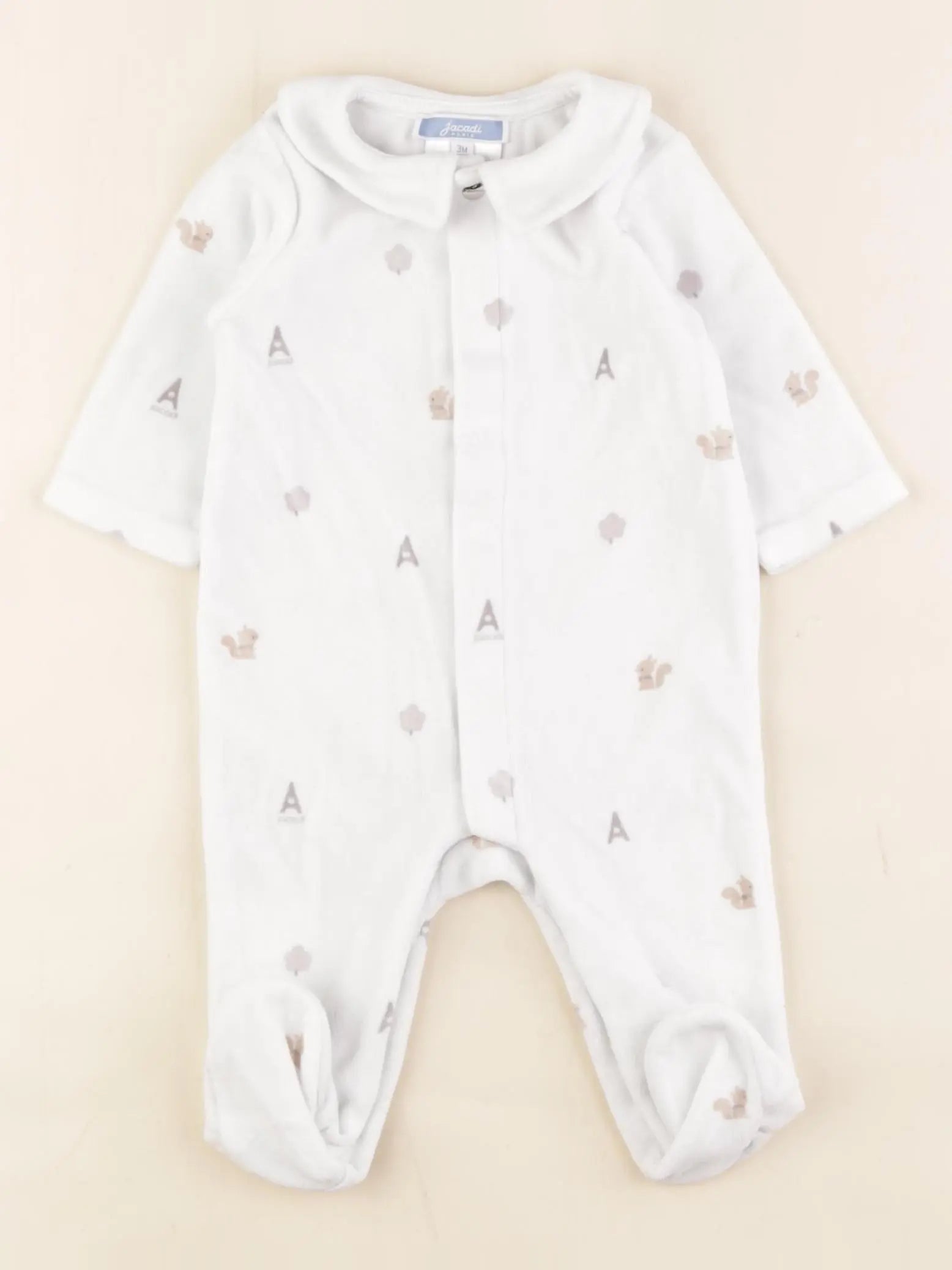 Jacadi - pyjama velours blanc - 3 mois