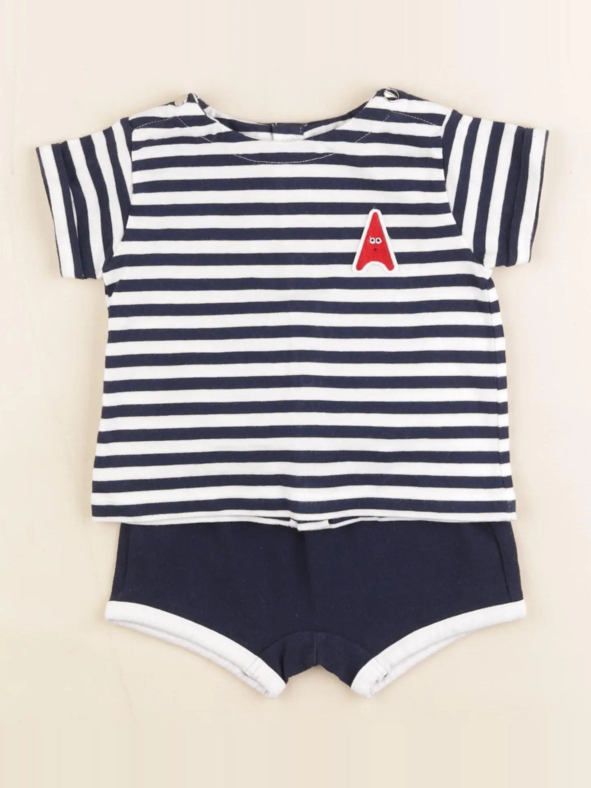 Jacadi - ensemble bleu, blanc - 3 mois