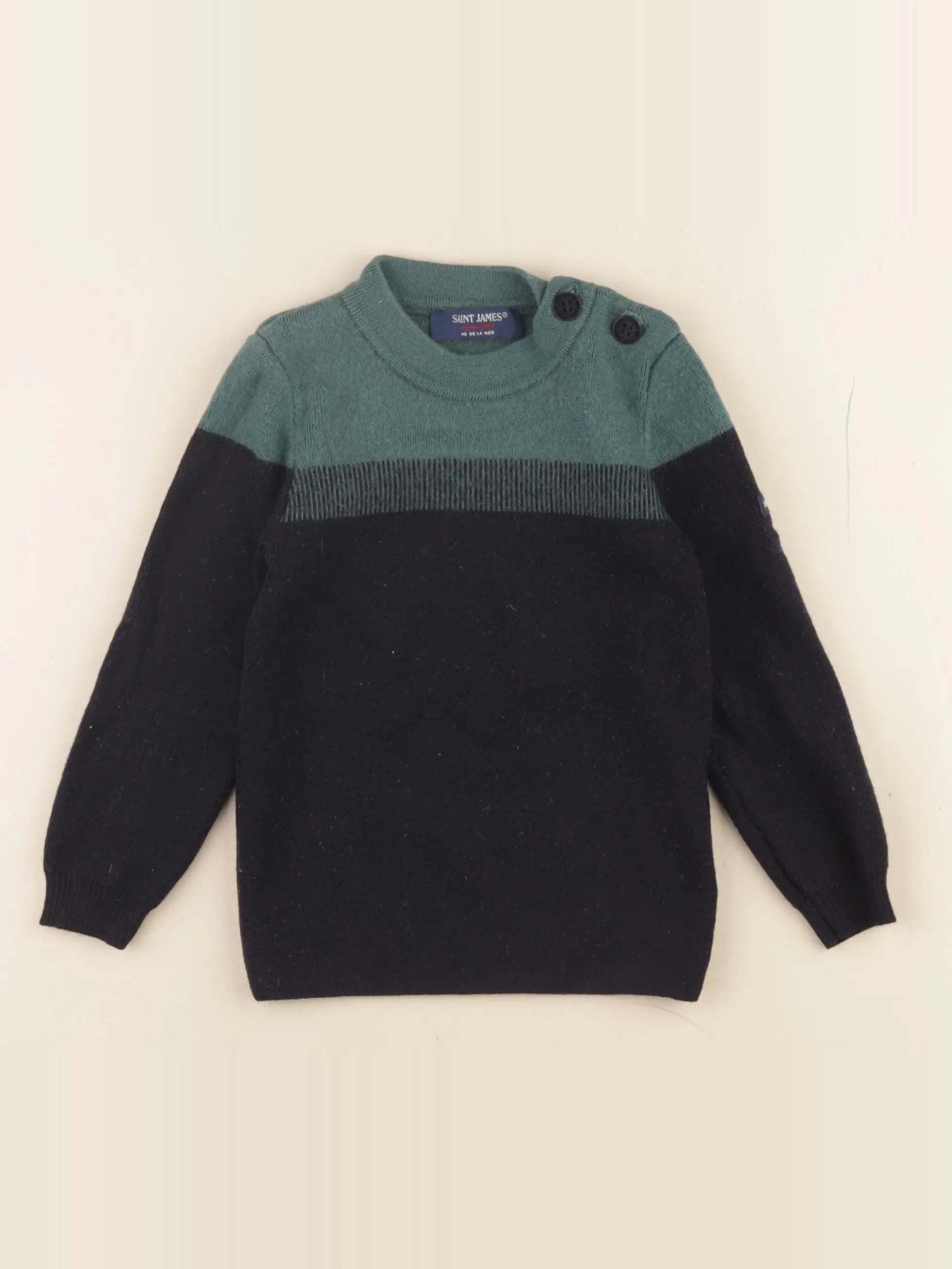 Saint James - pull bleu, vert - 4 ans