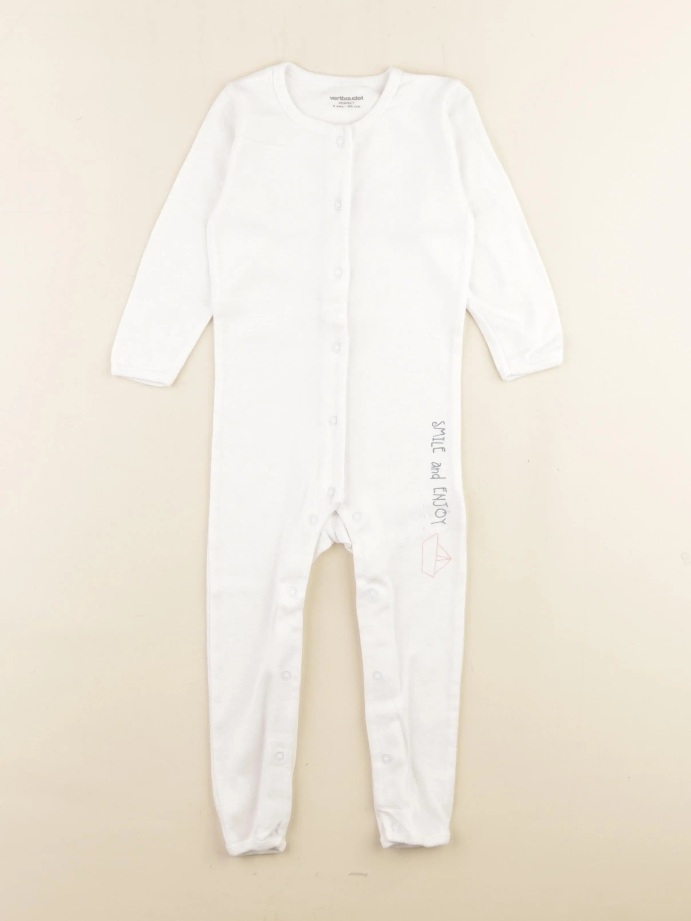 Vertbaudet - pyjama coton blanc - 2 ans