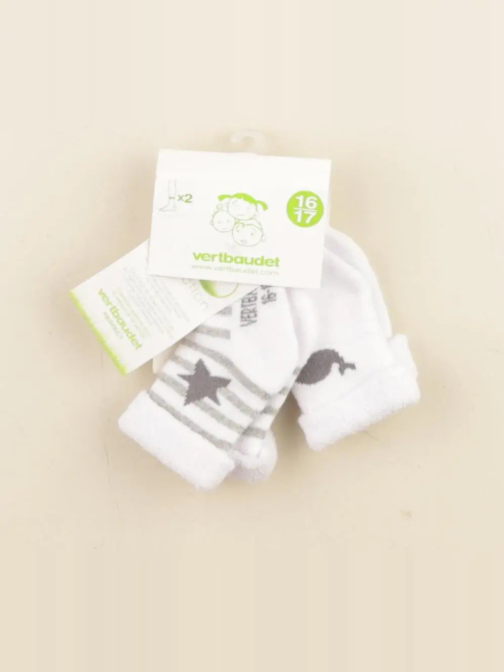 Vertbaudet - chaussettes blanc - 3/6 mois