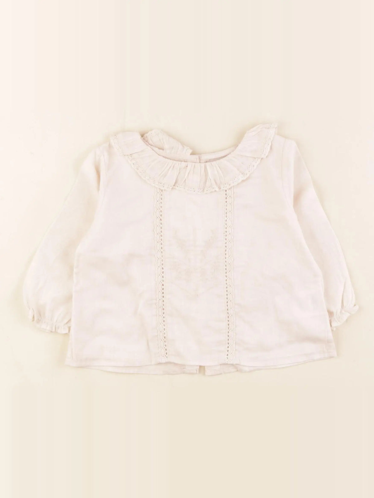 Bonnet à Pompon - blouse rose - 9 mois