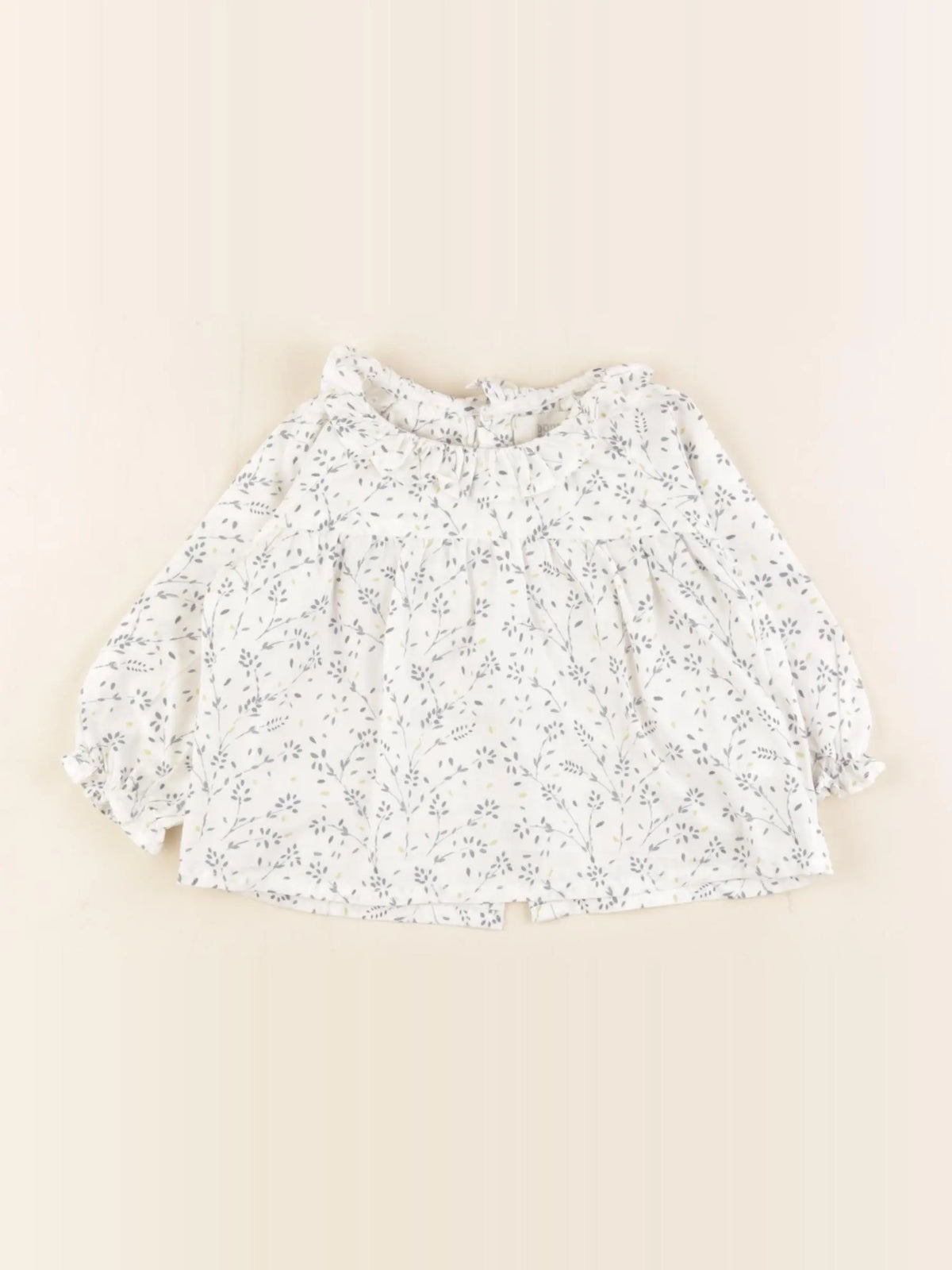 Bonnet à Pompon - blouse beige - 6 mois