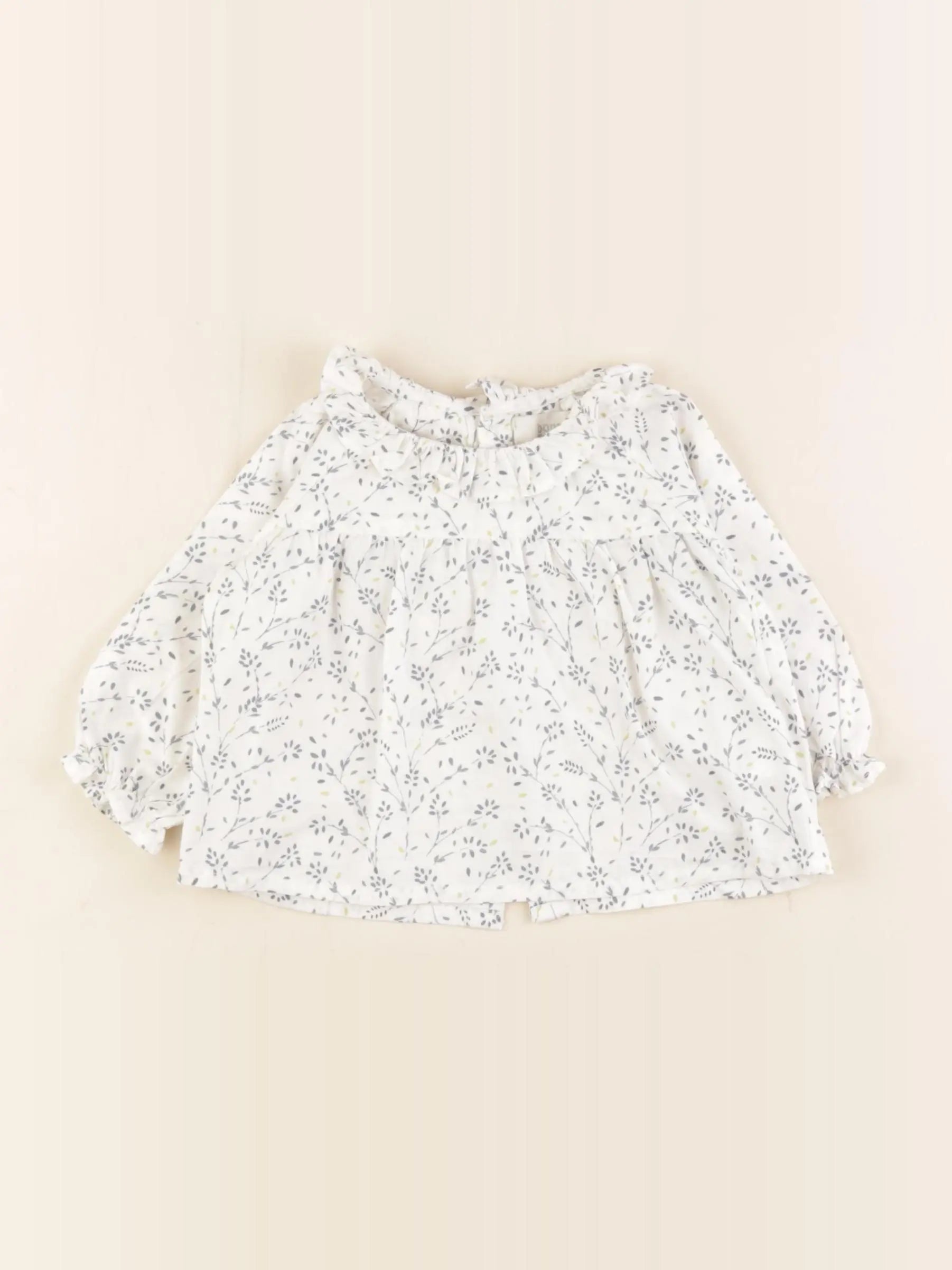 Bonnet à Pompon - blouse beige - 6 mois