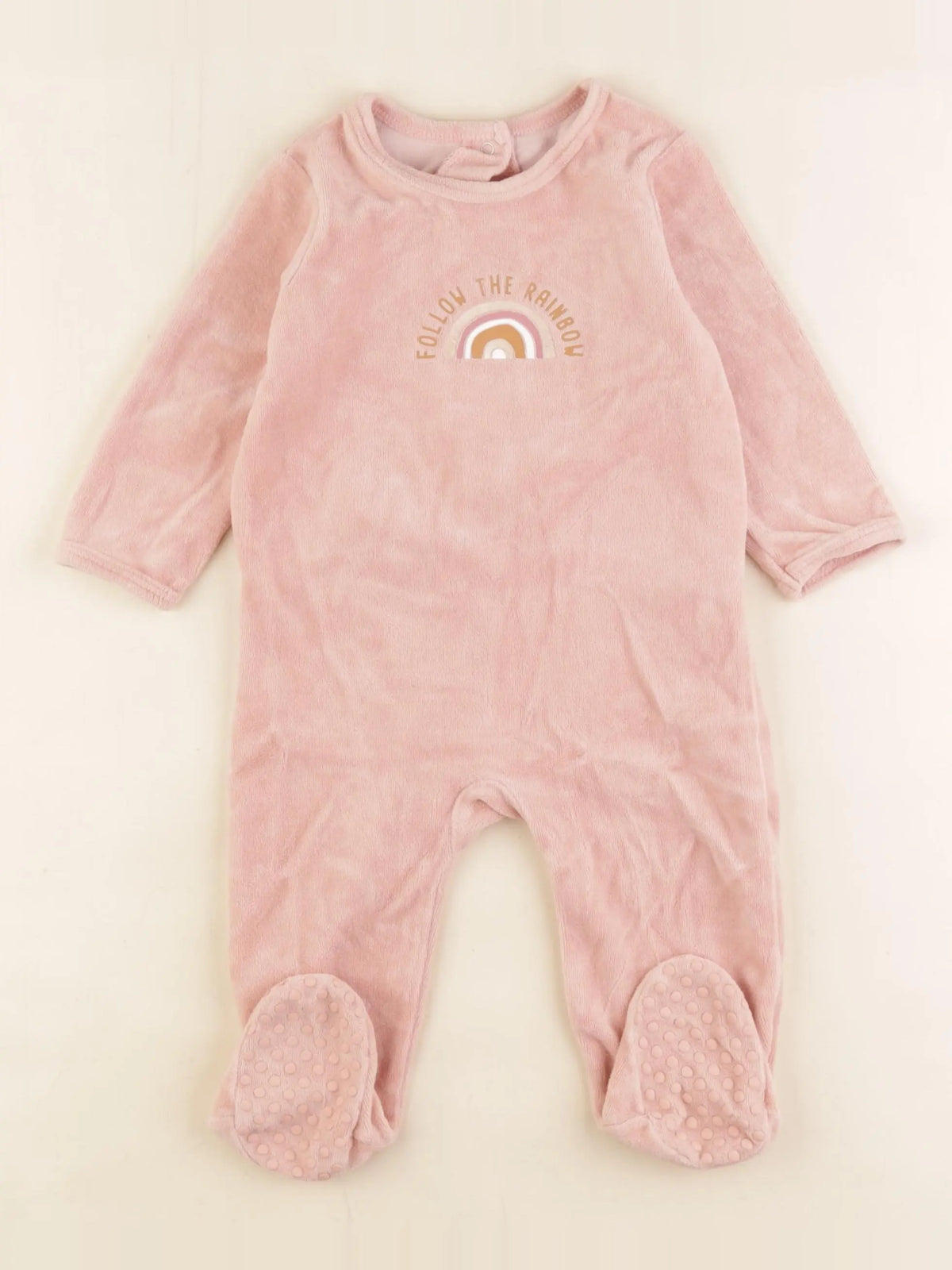 Vertbaudet - pyjama velours rose - 12 mois