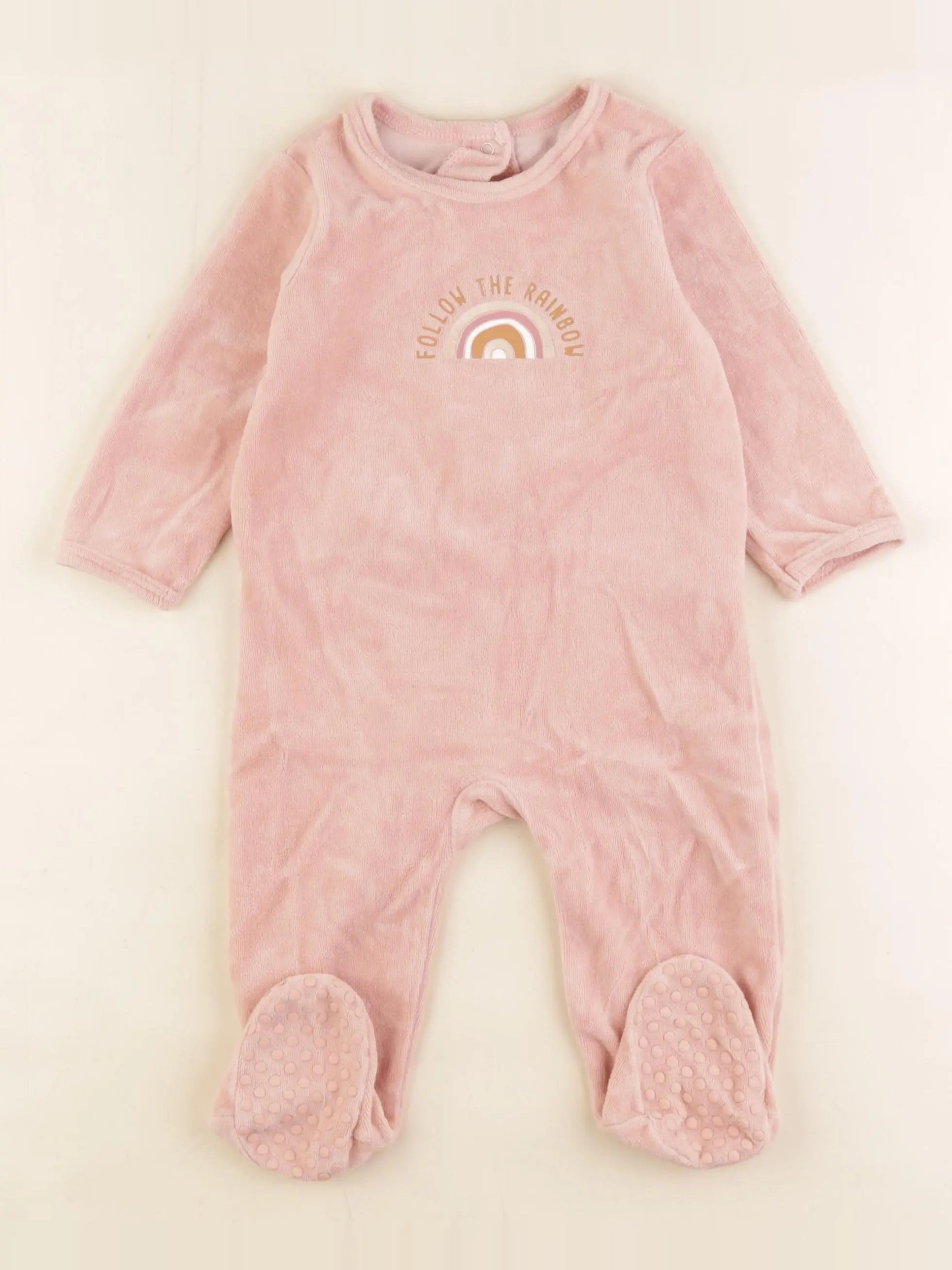 Vertbaudet - pyjama velours rose - 12 mois