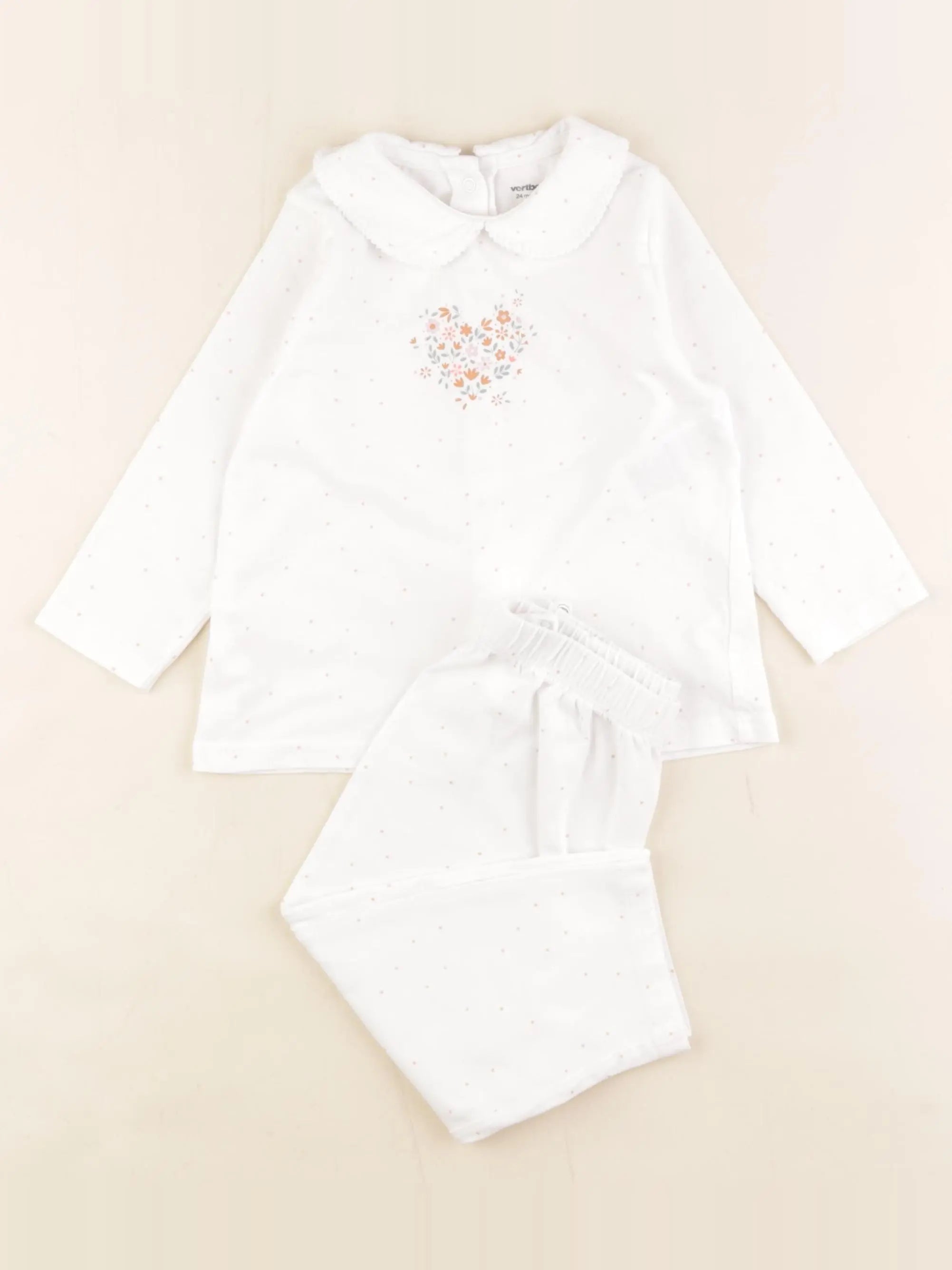 Vertbaudet - pyjama coton blanc - 24 mois