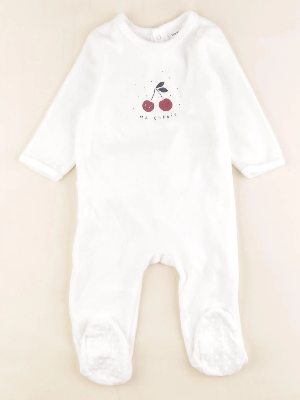 Vertbaudet - pyjama velours blanc - 12 mois