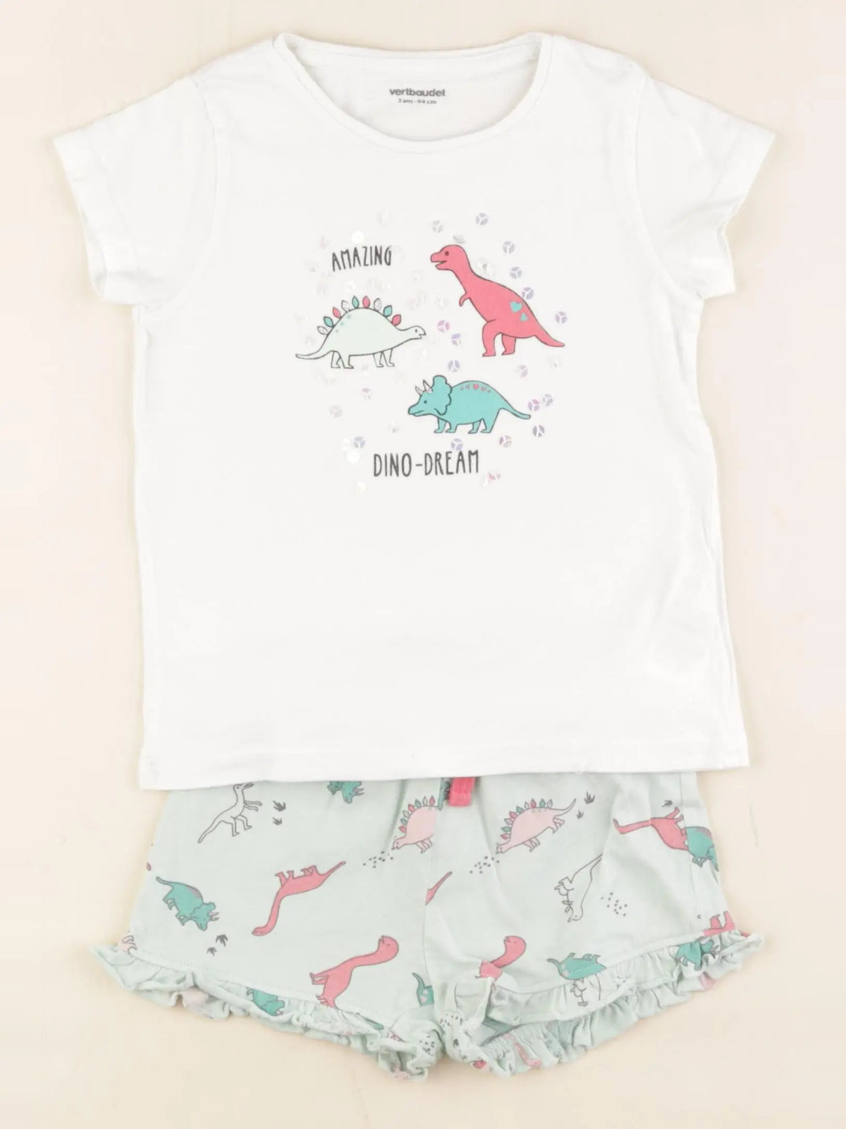 Vertbaudet - pyjama coton blanc, vert - 3 ans