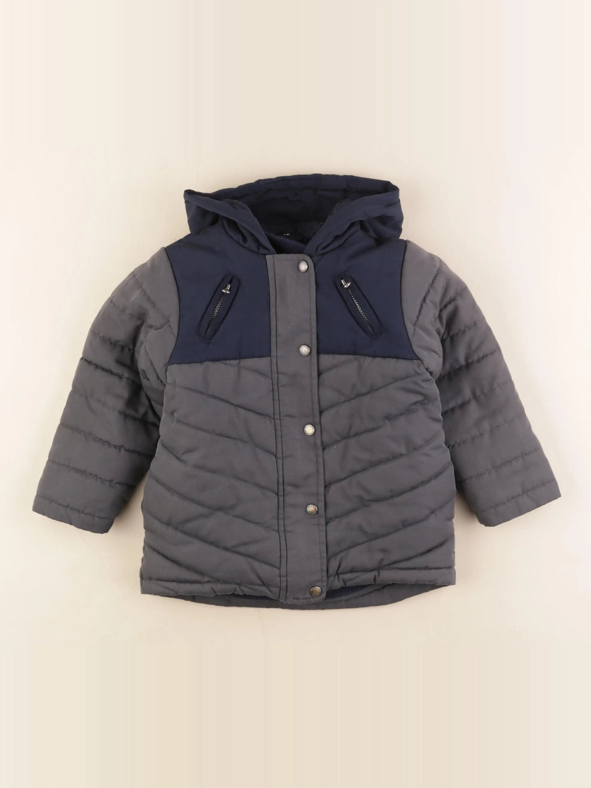 Vertbaudet - manteau doublure amovible gris - 3 ans