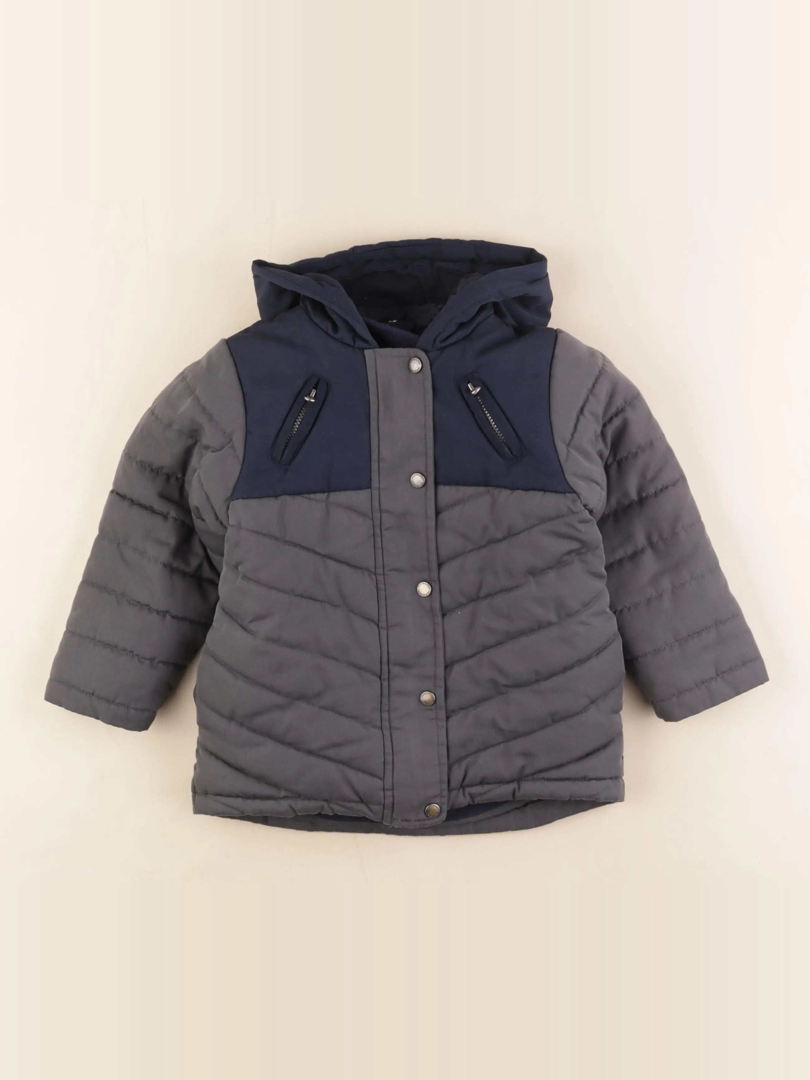Vertbaudet - manteau doublure amovible gris - 3 ans