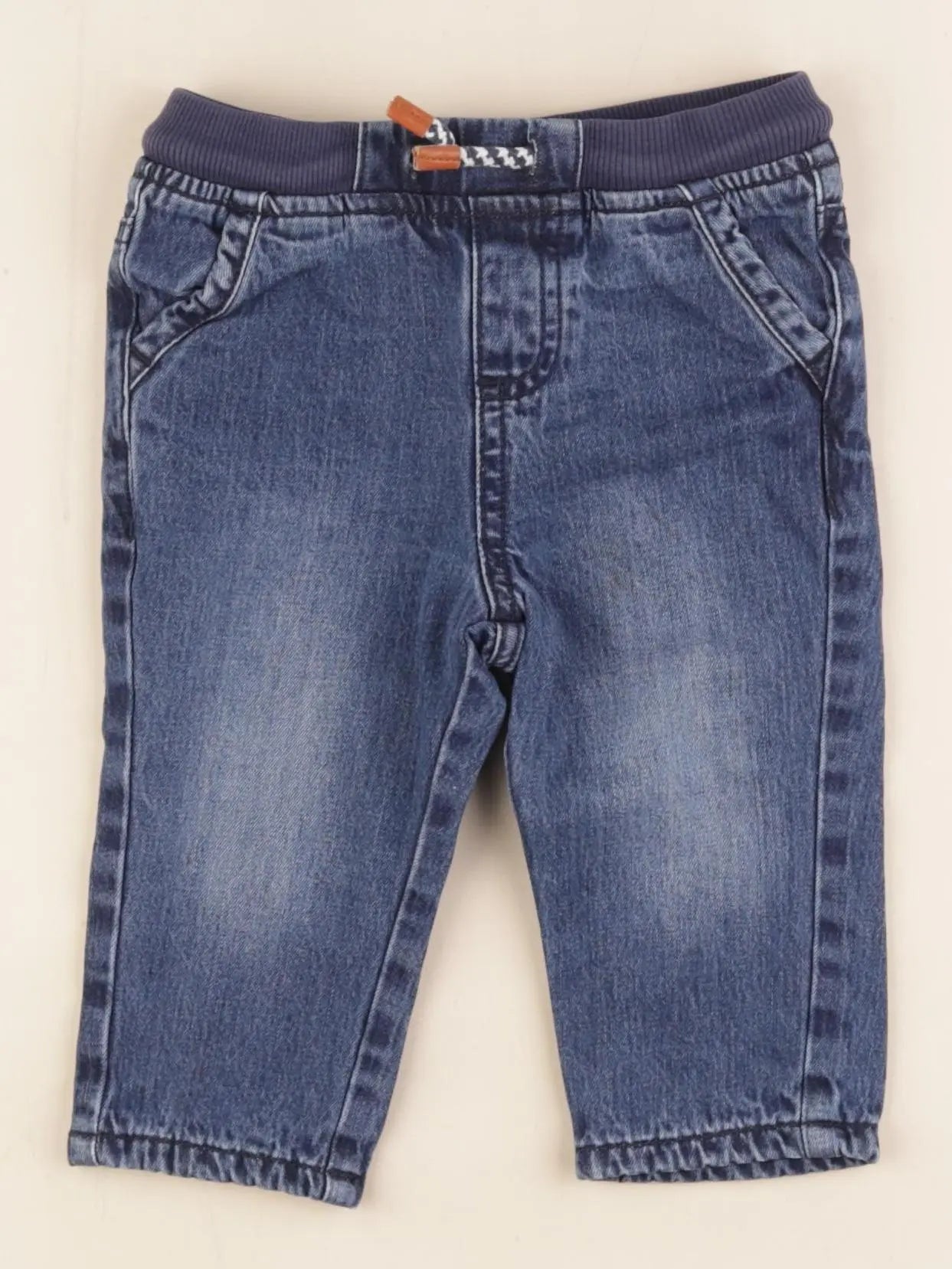 Vertbaudet - jean doublé bleu - 12 mois