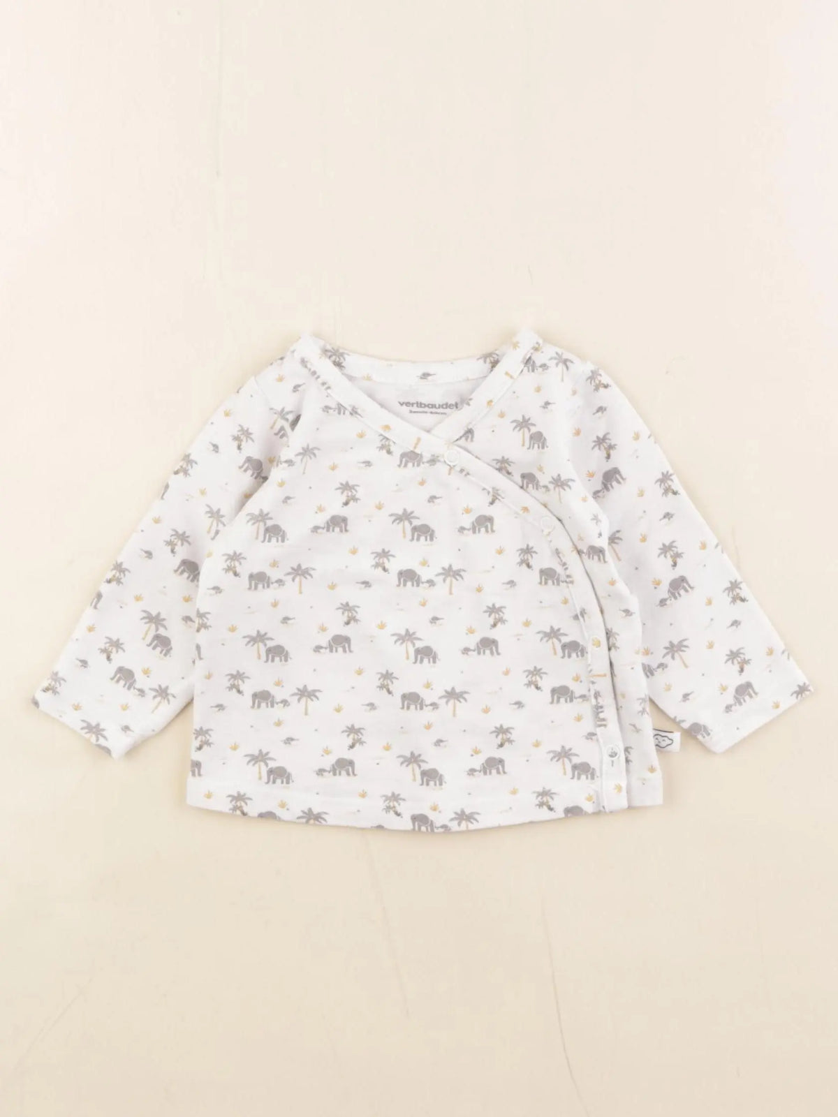 Vertbaudet - tee-shirt blanc, gris - 3 mois