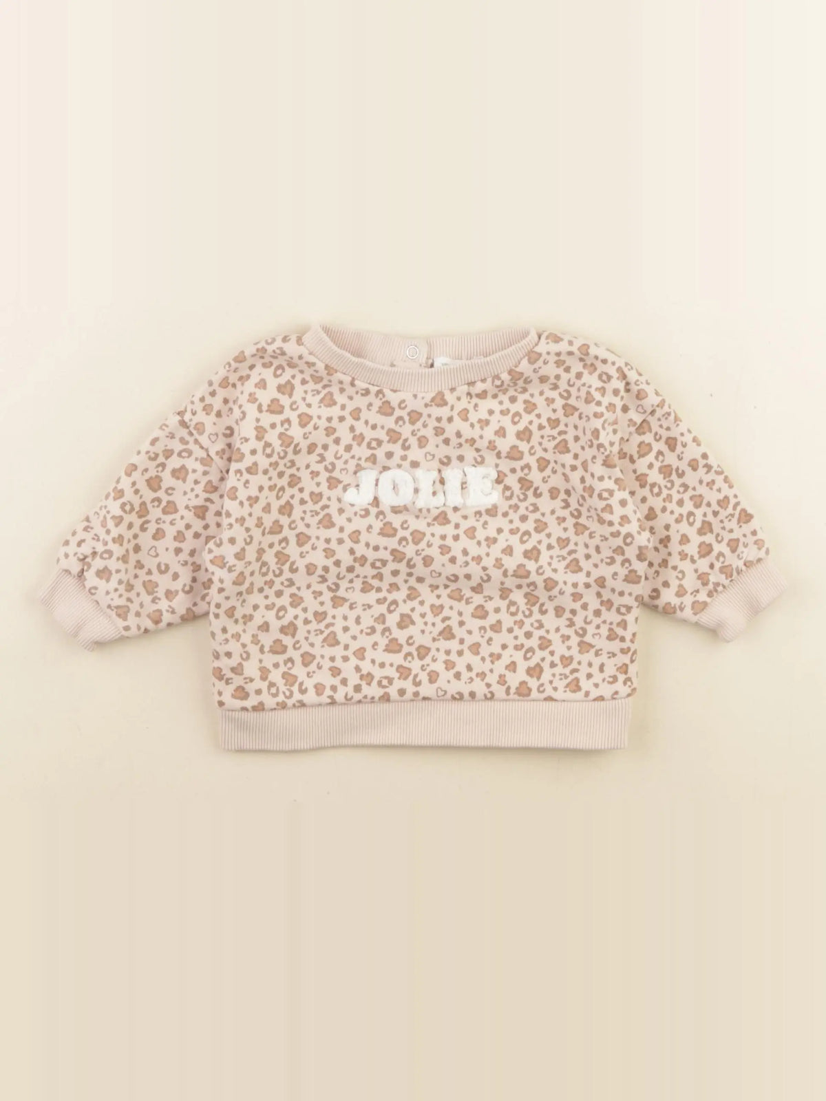 Vertbaudet - sweat beige, rose - 6 mois
